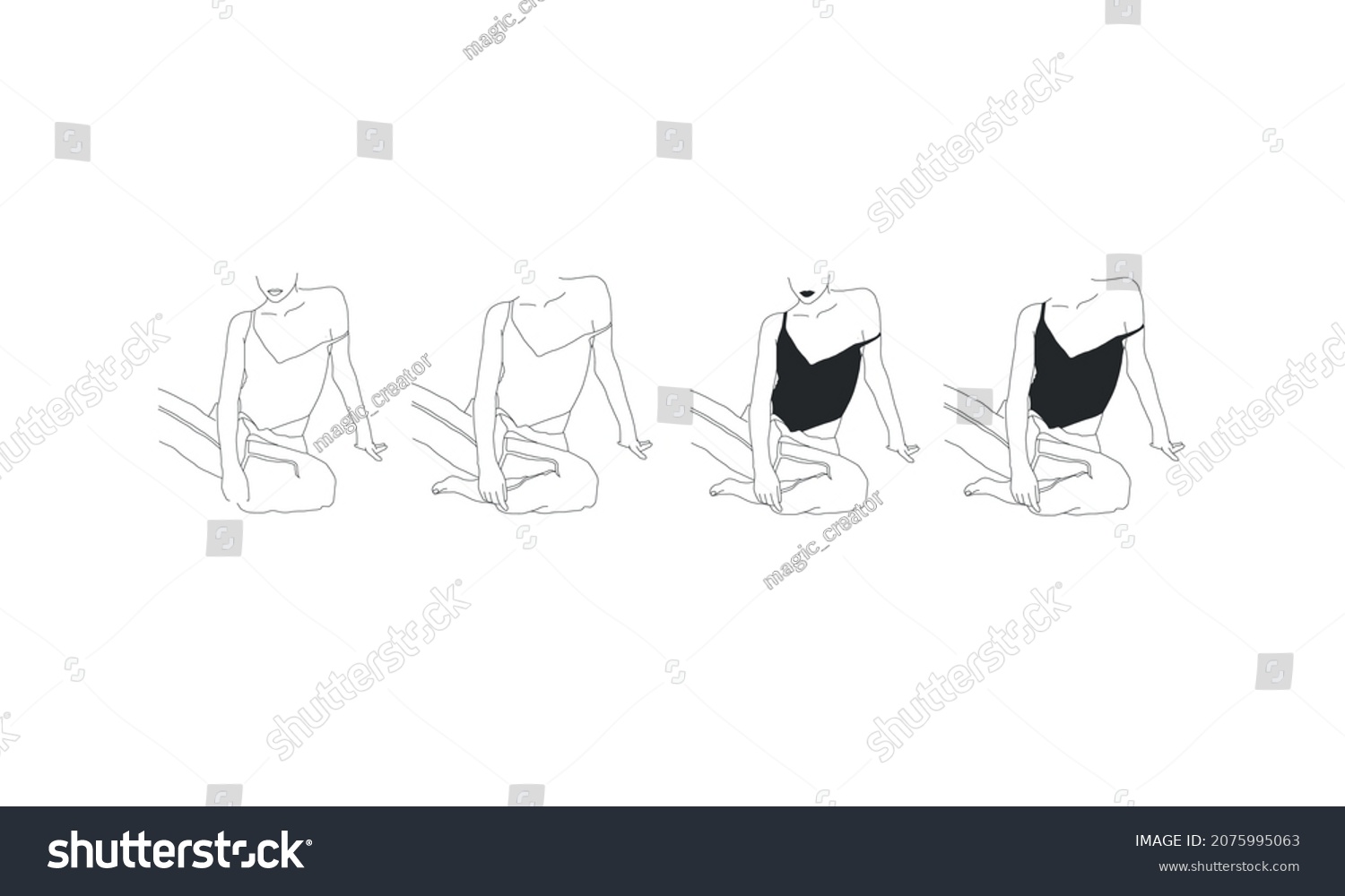 Sensual Linear Minimalistic Female Figure Underwear Stock Vector