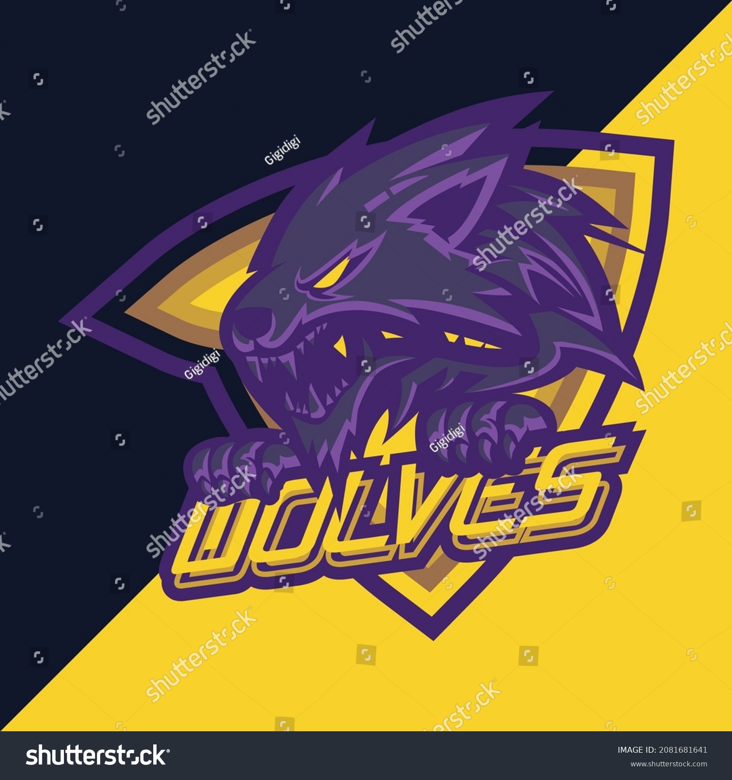 Wolf Esport Gaming Mascot Logo Stock Vector Royalty Free