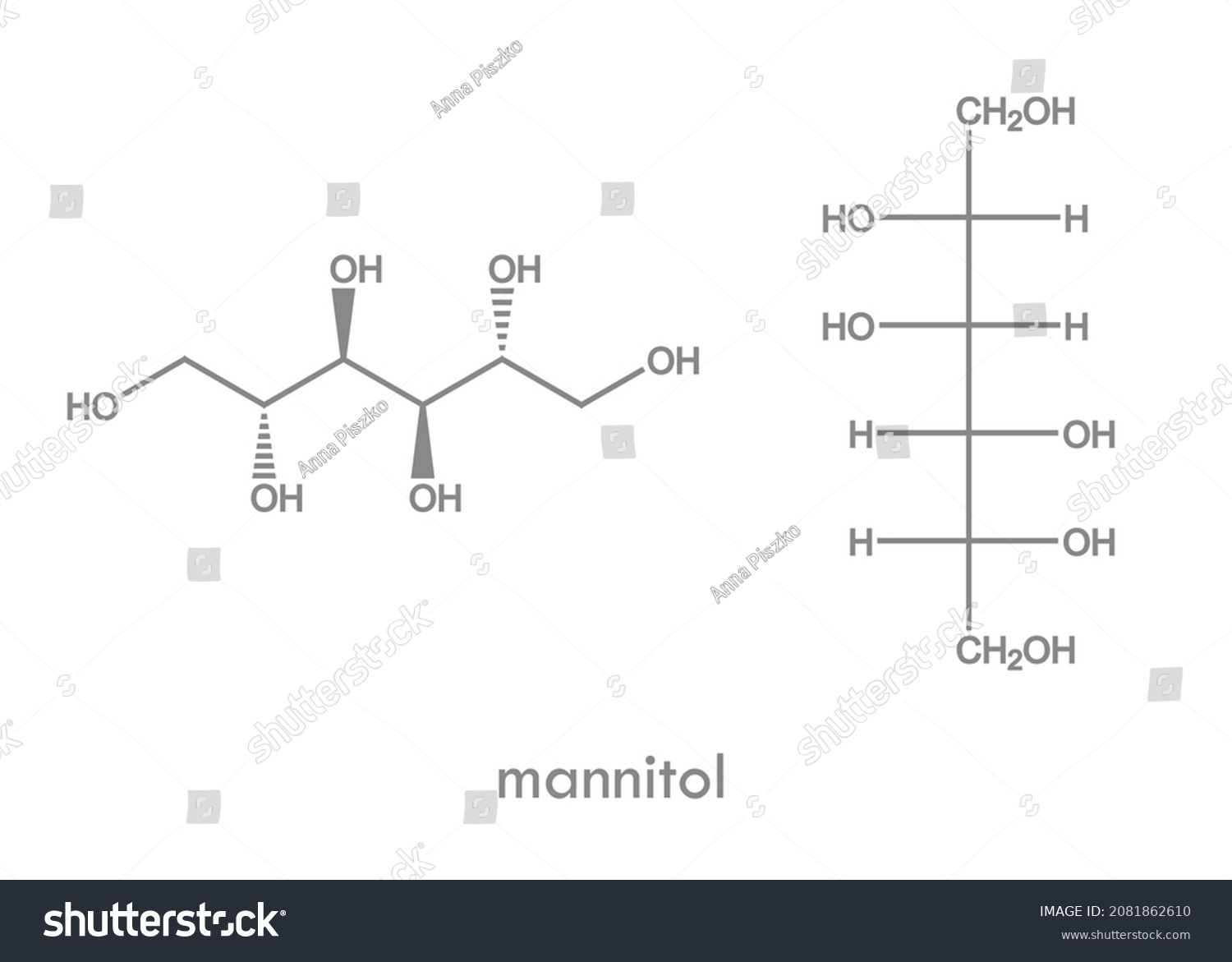 Mannitol Structure Molecule Compound Used Sweetener Stock Vector