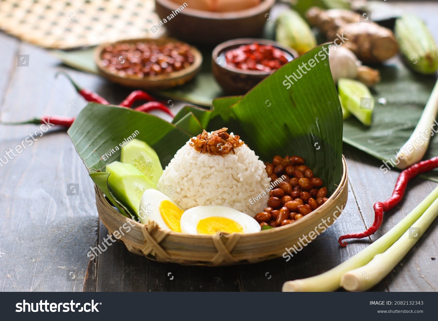 Nasi Lemak Traditional Malay Curry Paste Stock Photo