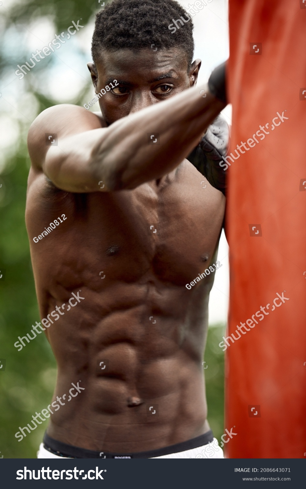 Strong Muscular Black Man Naked Torso Stock Photo 2086643071 Shutterstock