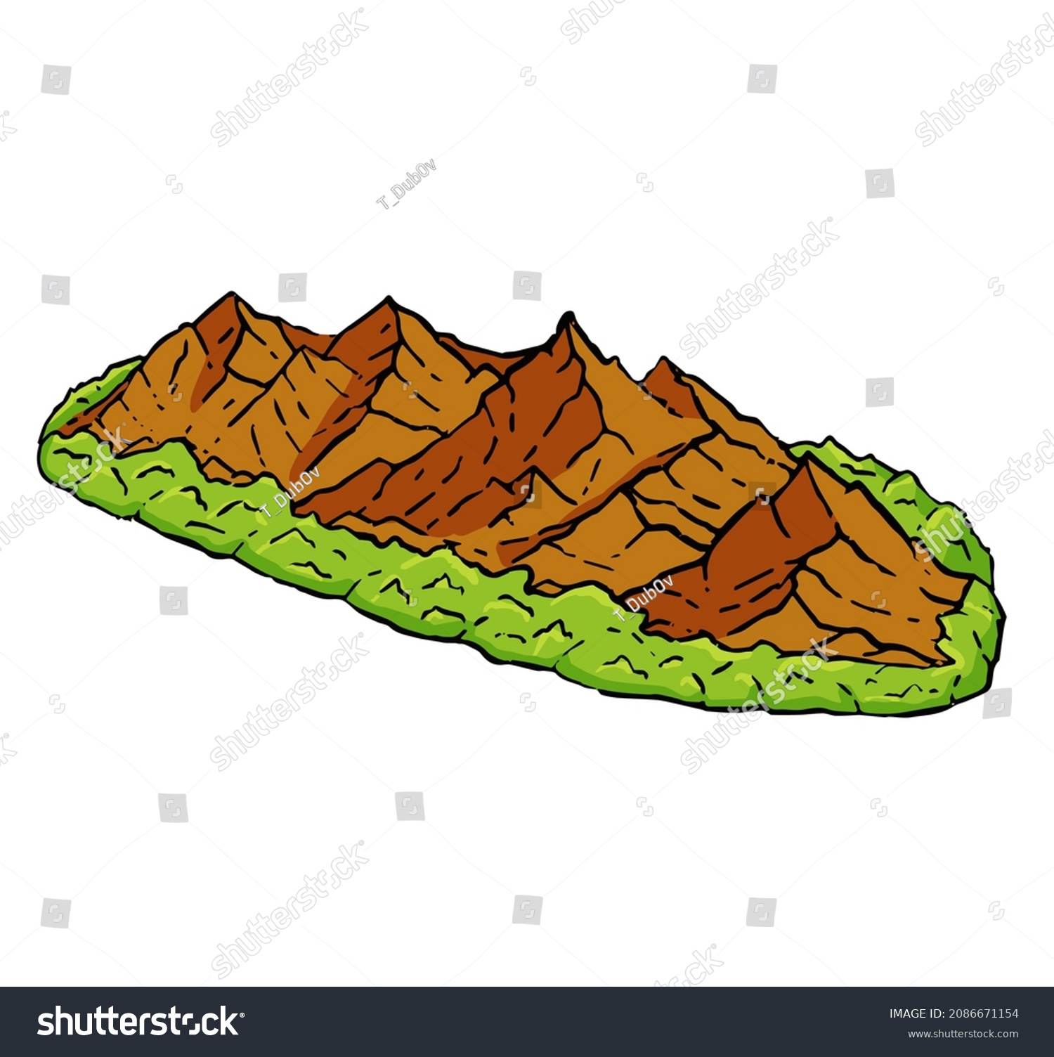 Mountains Engraving Style Highlands Landscape Peak Stock Vector