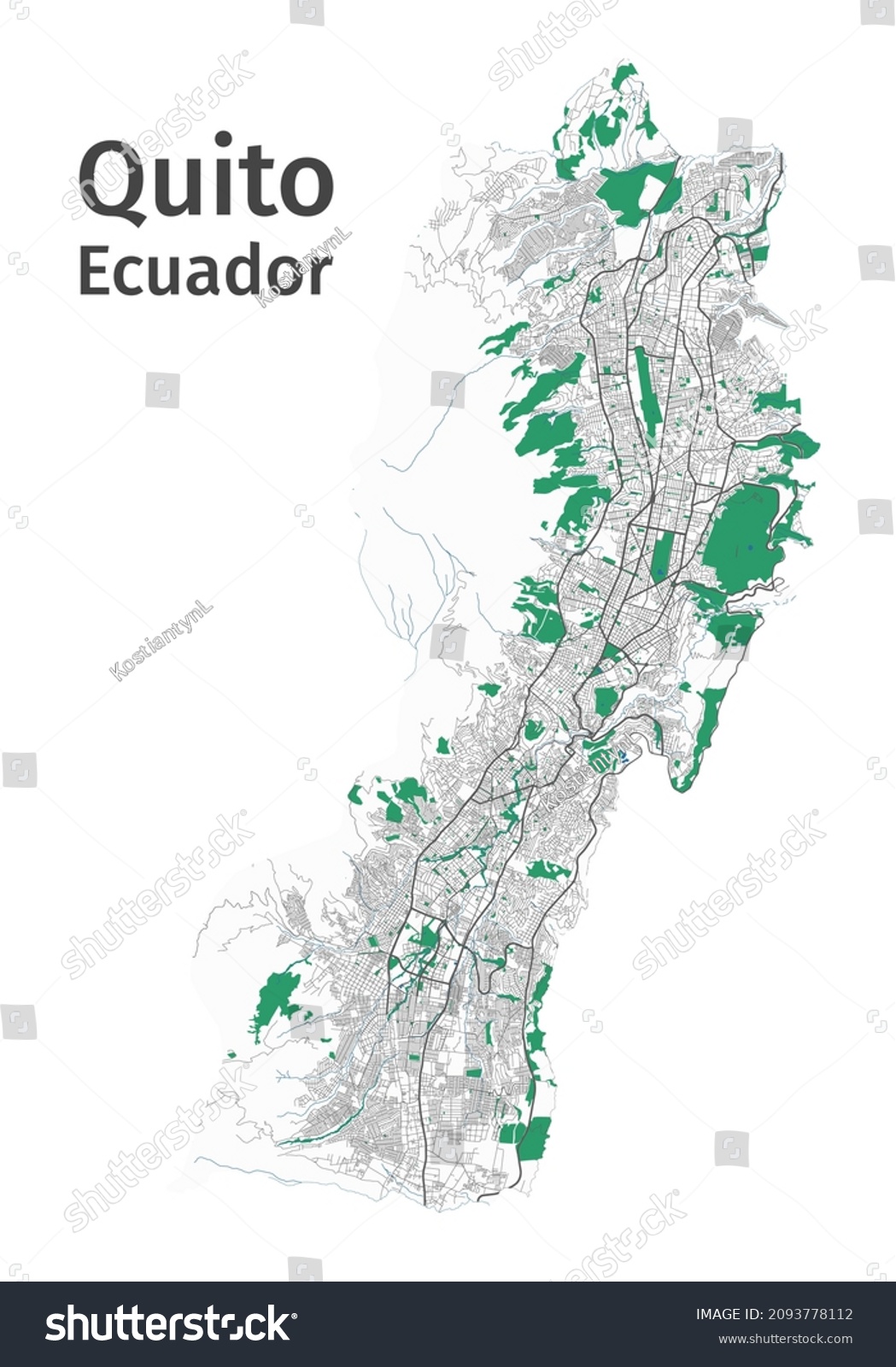 Quito Vector Map Detailed Map Quito Stock Vector Royalty Free Shutterstock