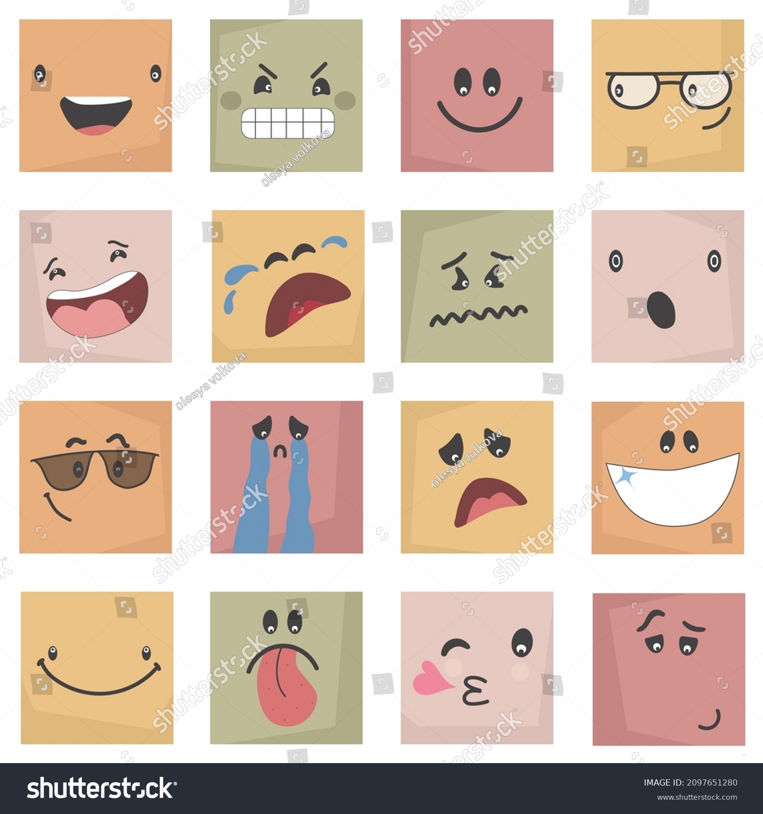 Colorful Abstract Emoticons Set Comic Faces Stock Vector Royalty Free