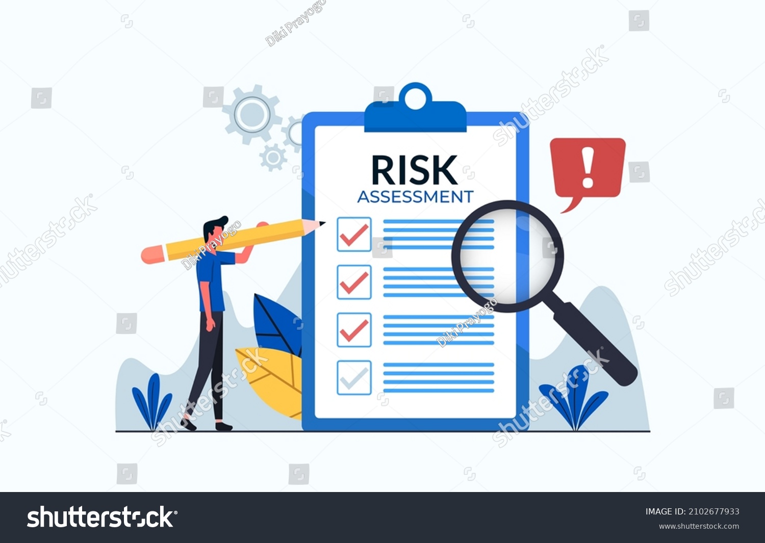 Risk Assessment Concept Form Magnifier Vector Stock Vector Royalty