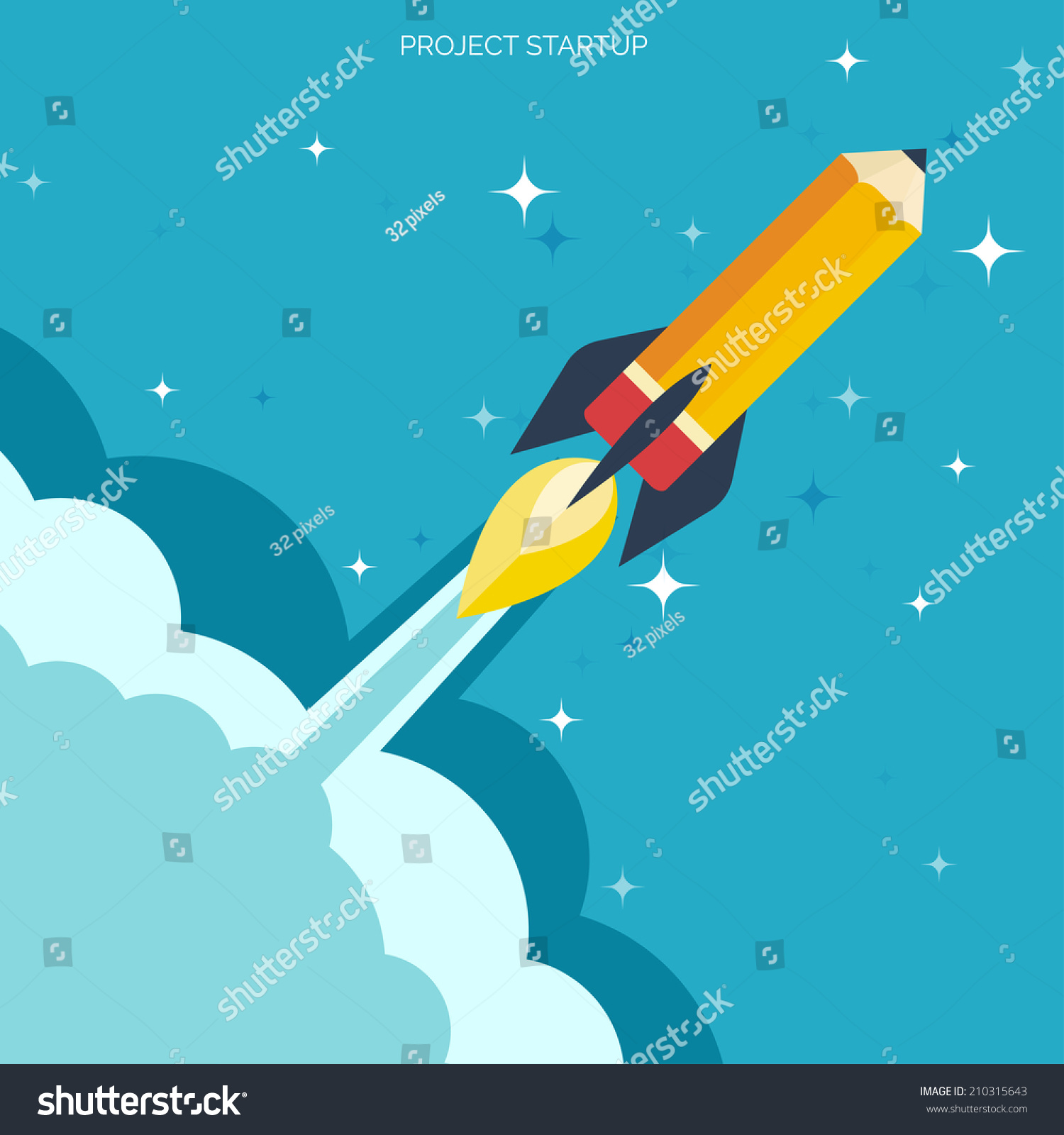 Rocket Ship Flat Stylevector Illustration D Stock Vector Royalty Free