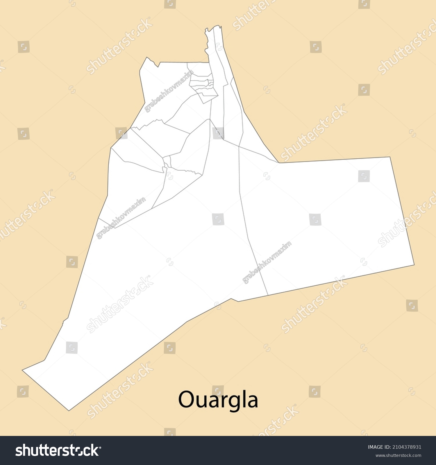 High Quality Map Ouargla Province Algeria Stock Vector Royalty Free