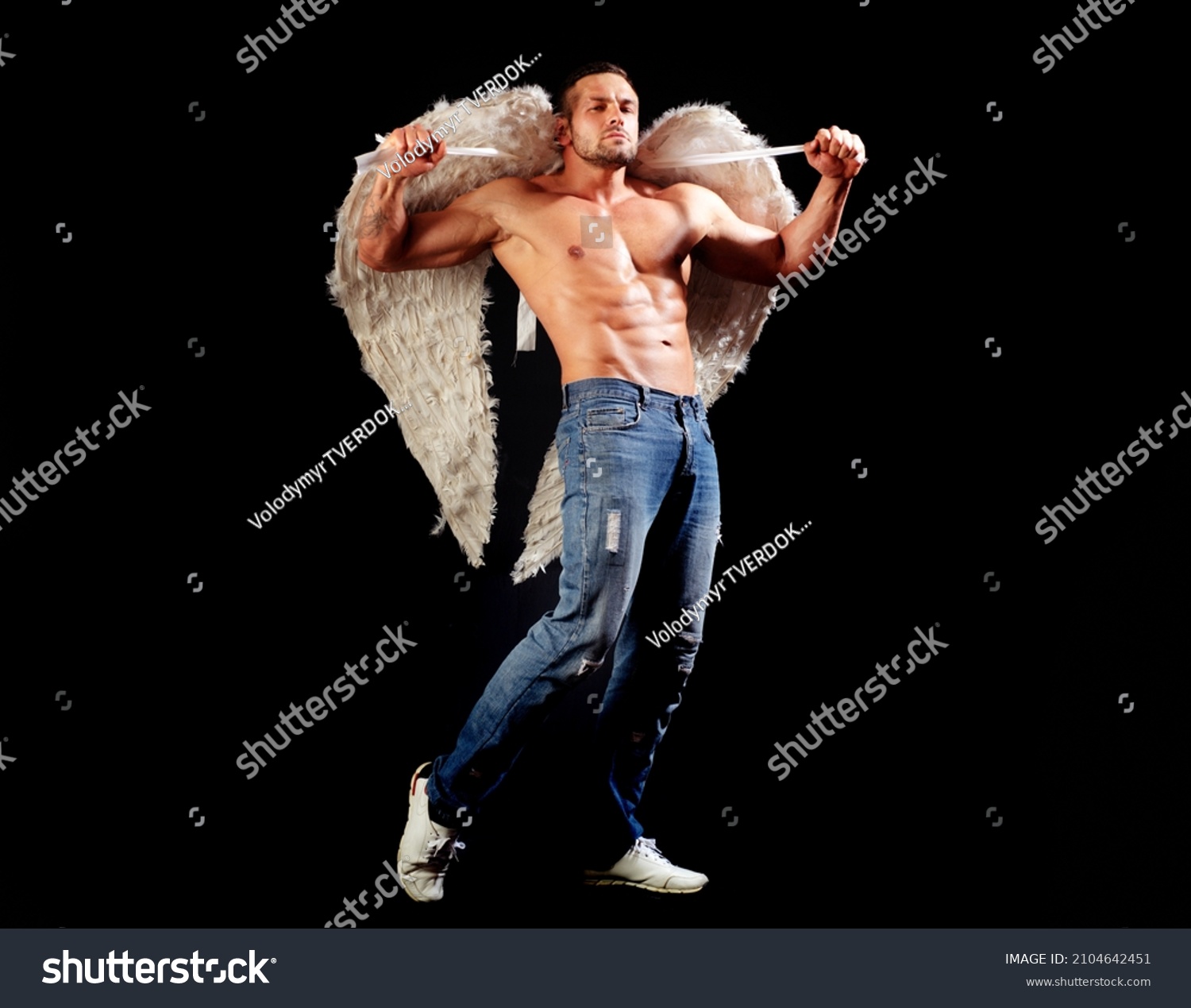 Man Angels Wings Naked Torso Handsome Stock Photo Shutterstock