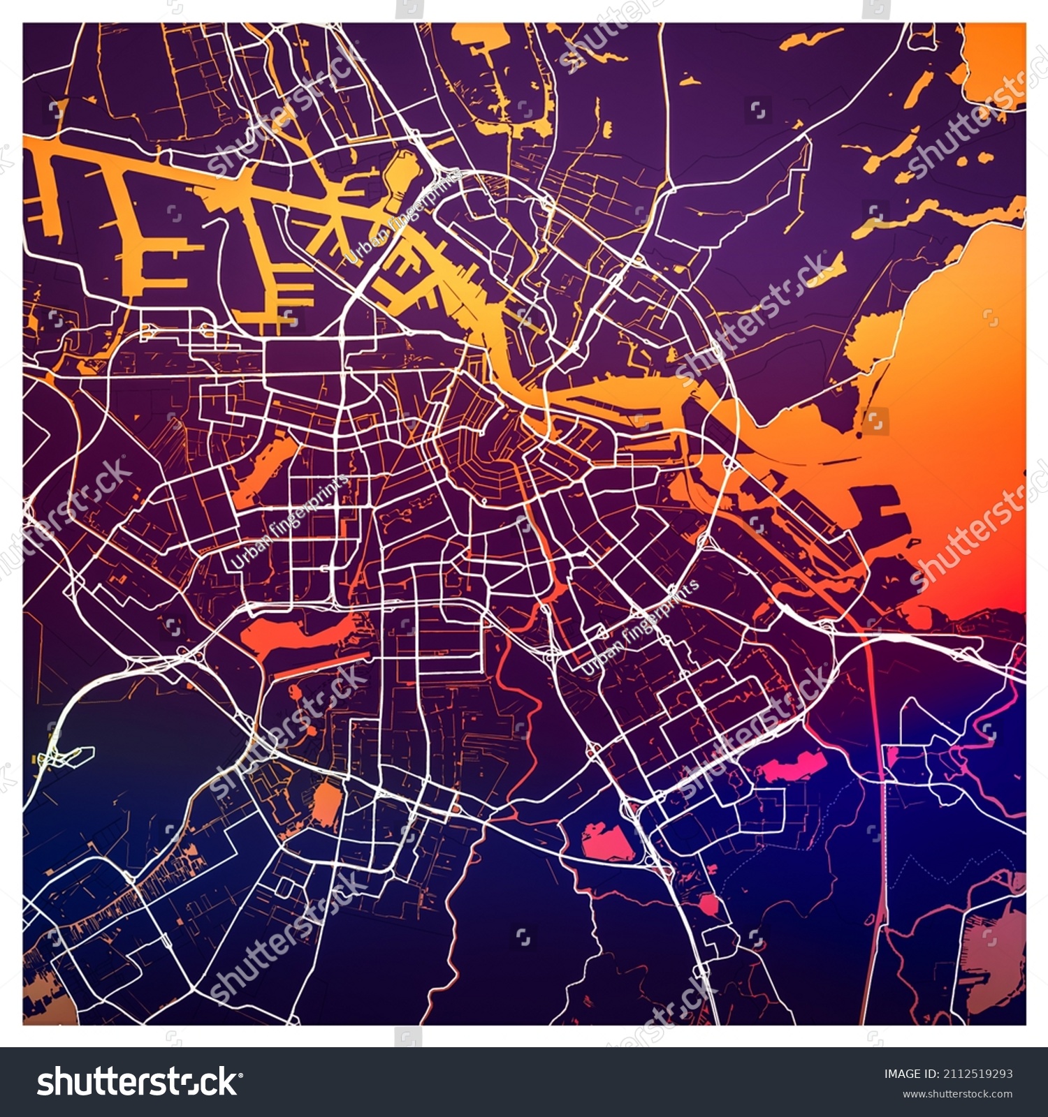 Cartography Colored Map Amsterdam City Stock Illustration