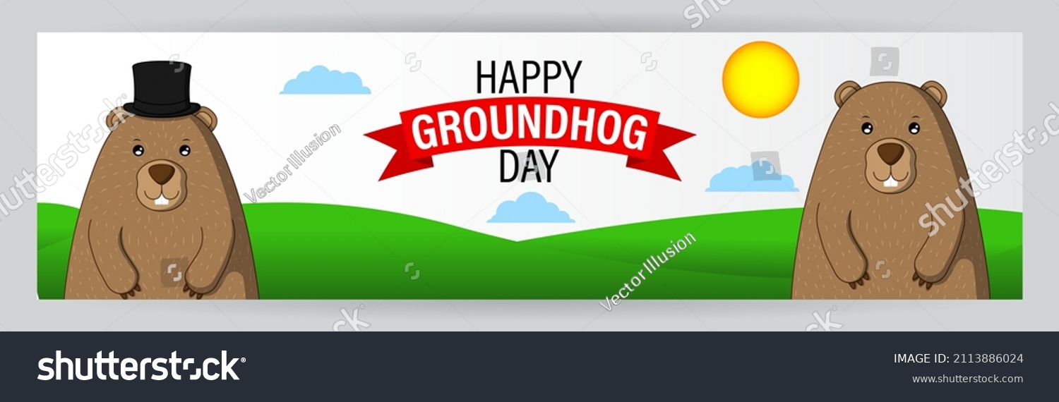 Vector Illustration Concept Happy Groundhog Day Stock Vector Royalty