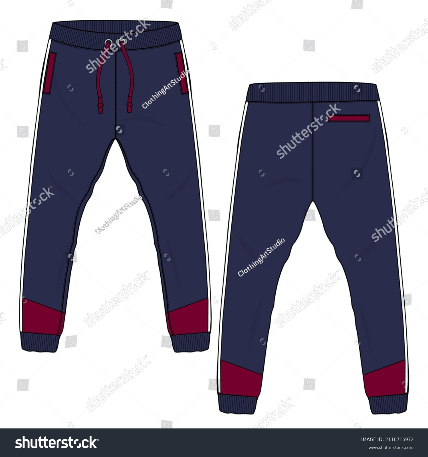 Fleece Fabric Jogger Sweatpants Overall Technical Stock Vector Royalty