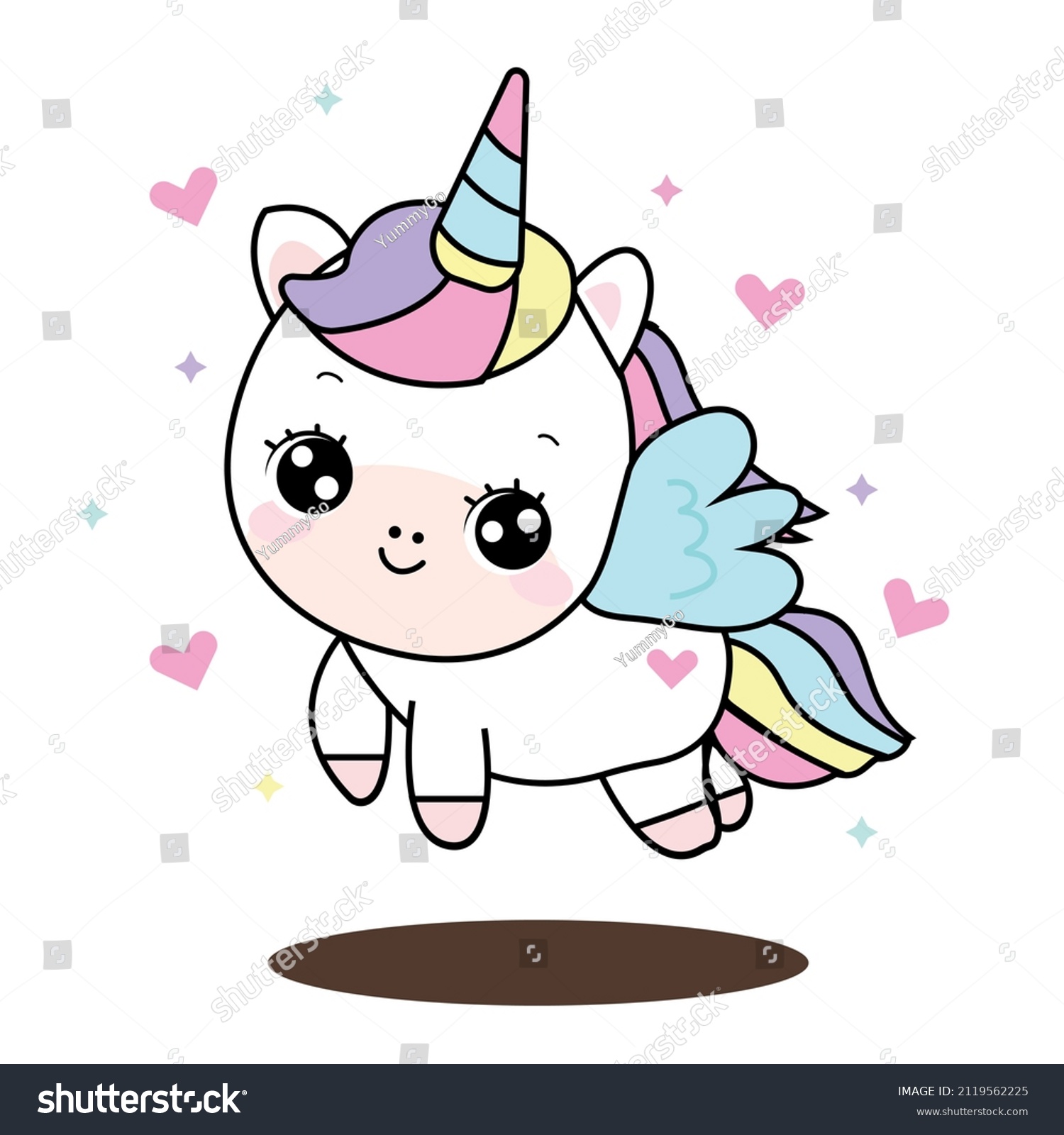 Cute Cartoon Character Unicorn Print Baby Stock Vector Royalty Free