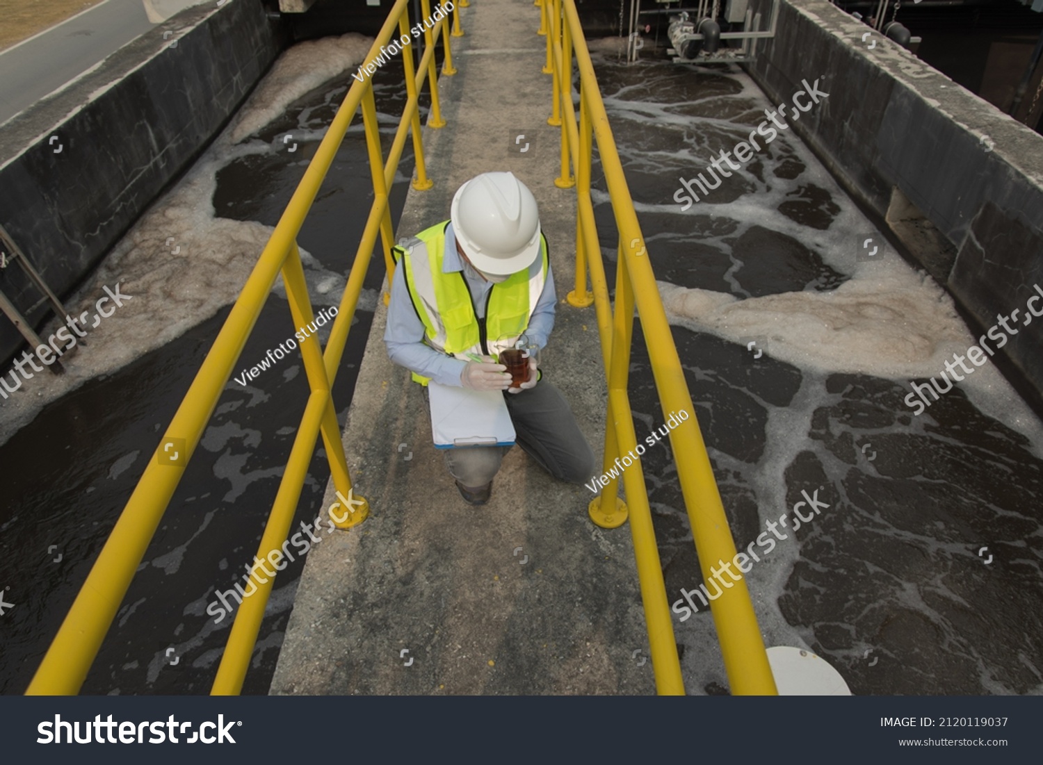 Wastewater Treatment Concept Service Engineer On Stock Photo