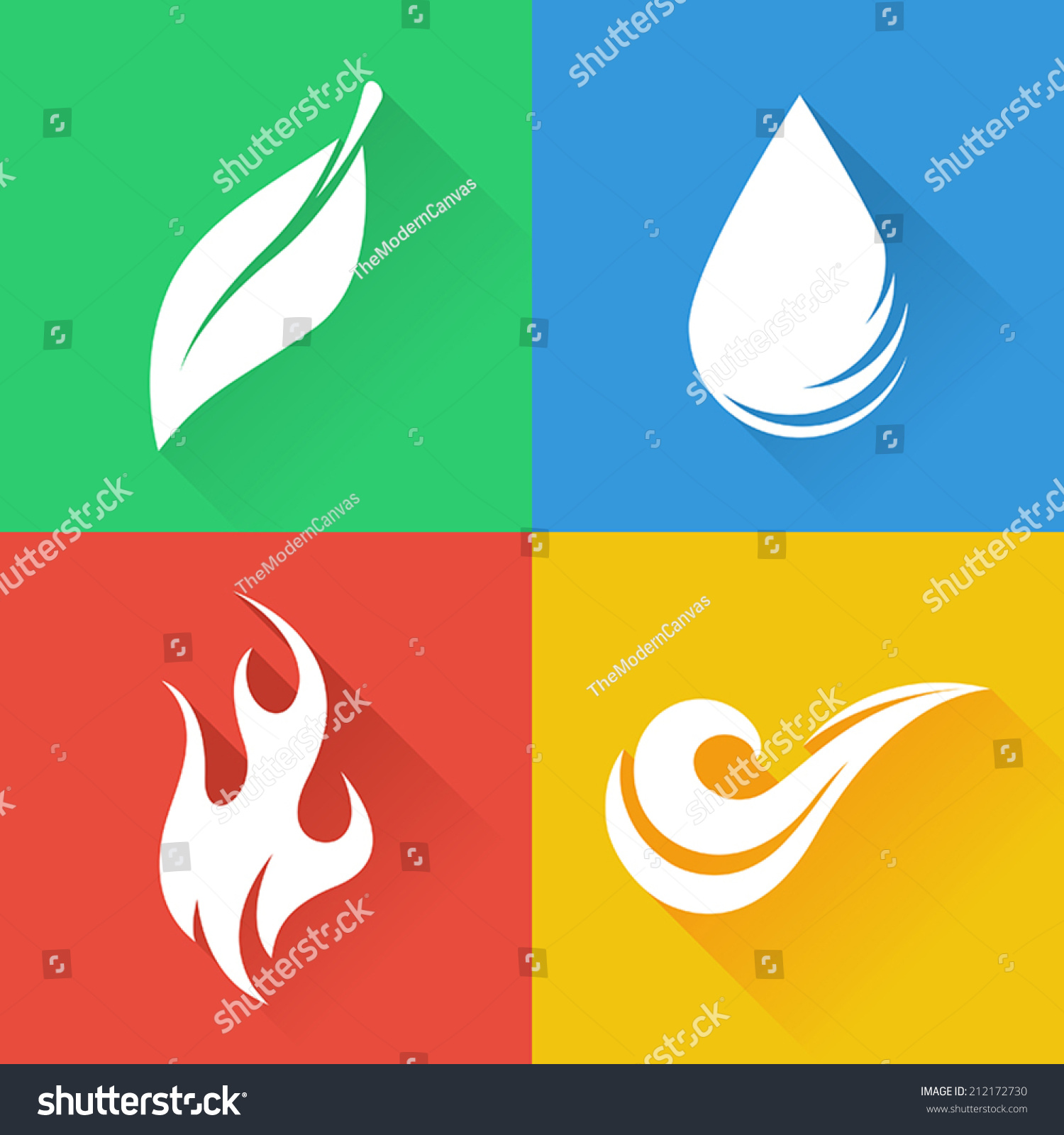 Four Natural Elements Earth Water Air Stock Vector Royalty Free