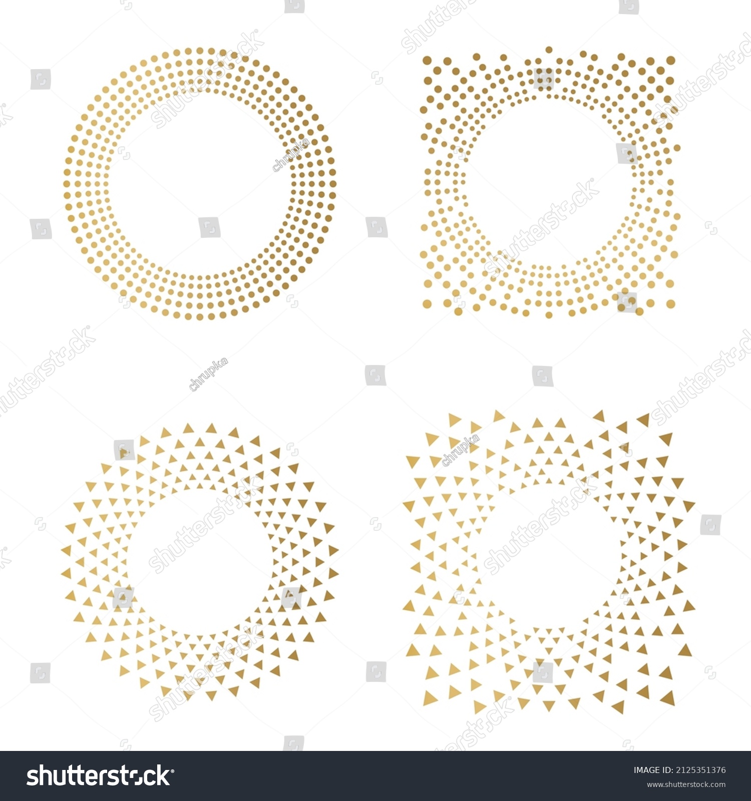 Golden Round Frames Set Made Dots Stock Vector Royalty Free