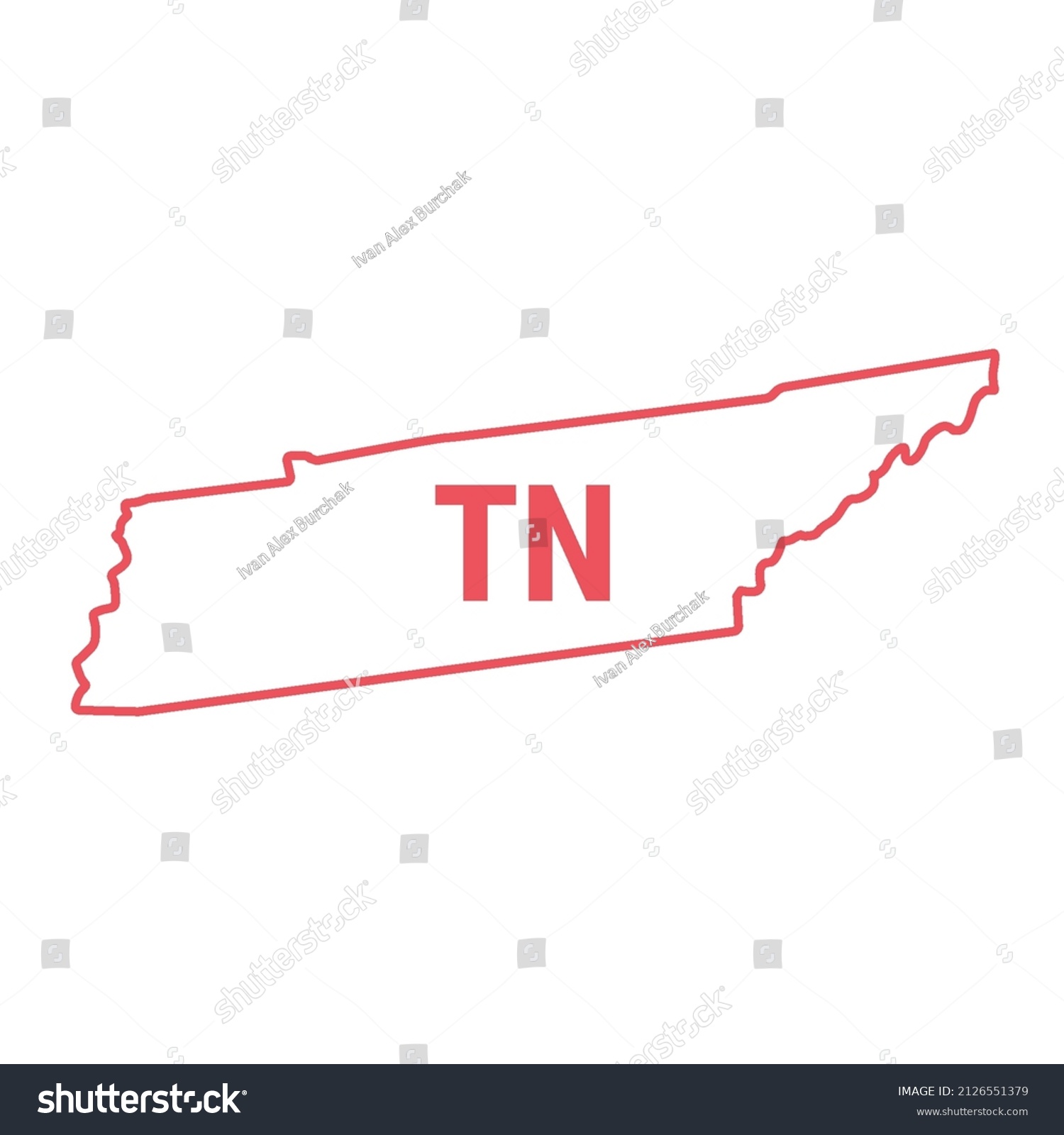 Tennessee Us State Map Red Outline Stock Vector Royalty Free