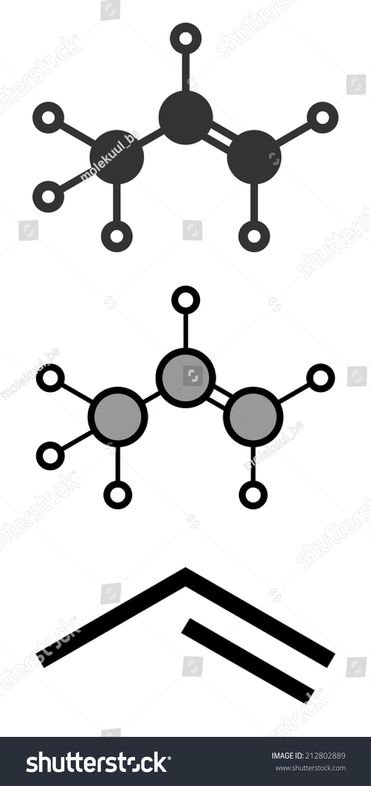 Propene Propylene Molecule Polypropylene Pp Polyprene Stock