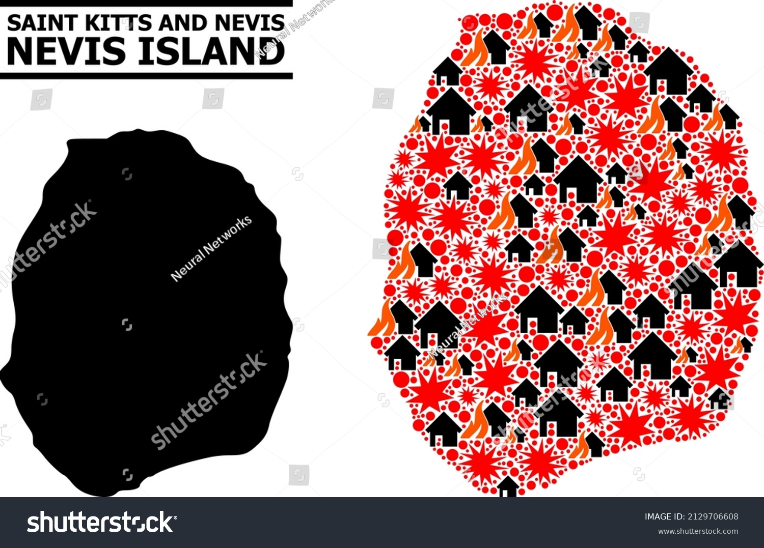 War Pattern Vector Map Nevis Island Stock Vector Royalty Free