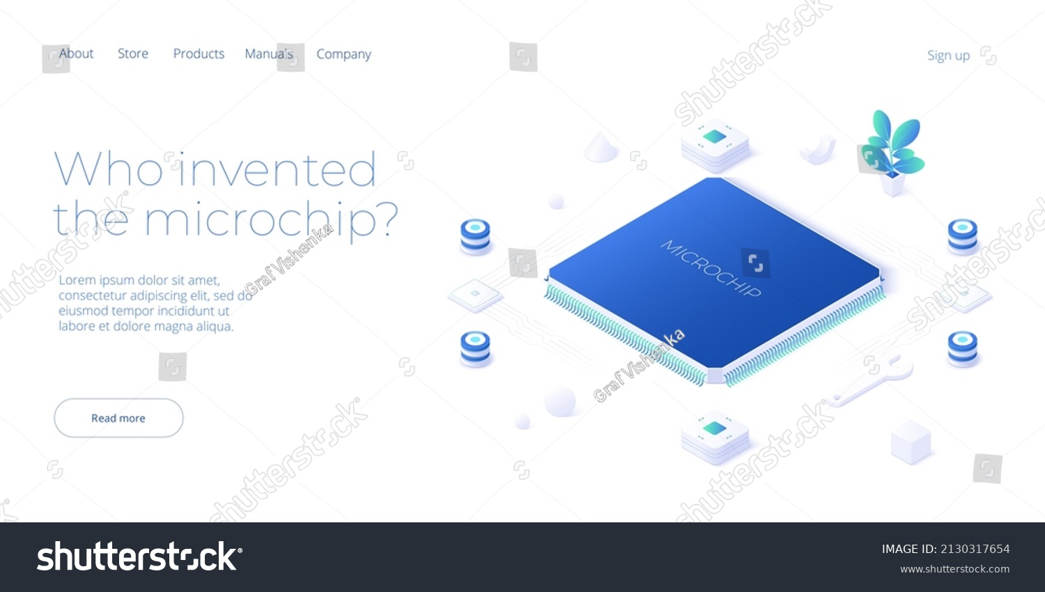 Microchip Concept Illustration Isometric Vector Design 库存矢量图免版税