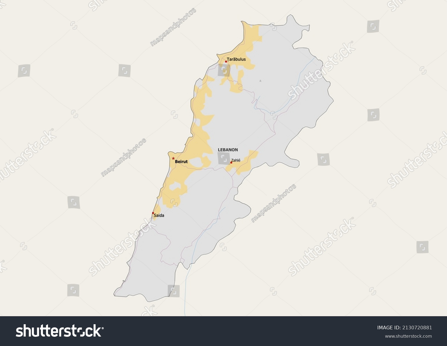 Lebanon Political Map Capital National Borders