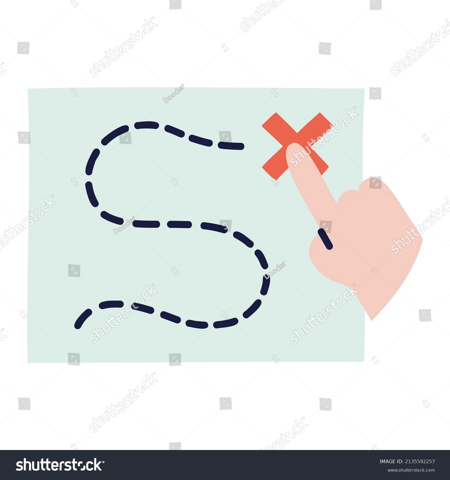 Treasure Map Hand Drawn Doodle Icon Stock Vector Royalty Free