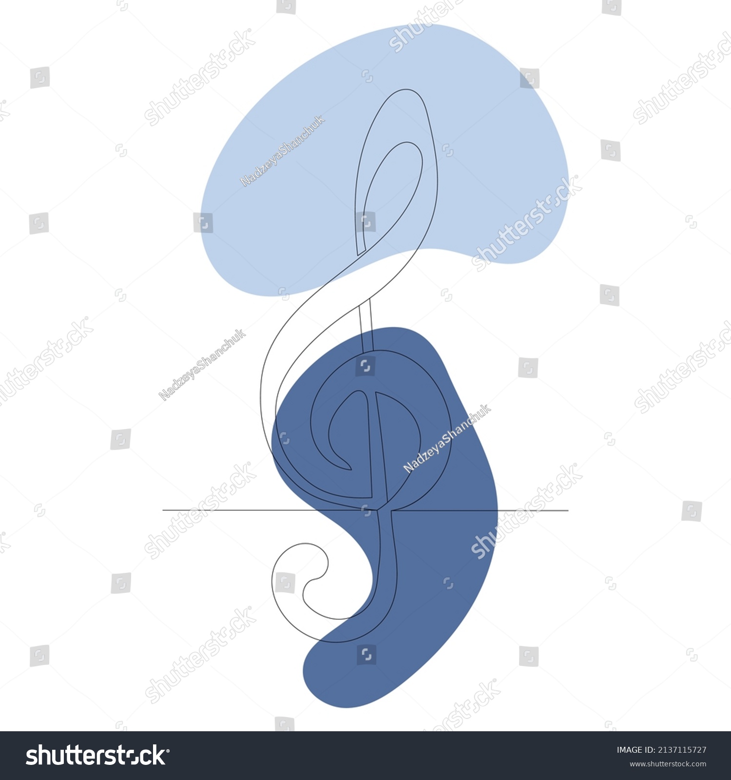 Treble Clef One Line Drawing Vector Stock Vector Royalty Free