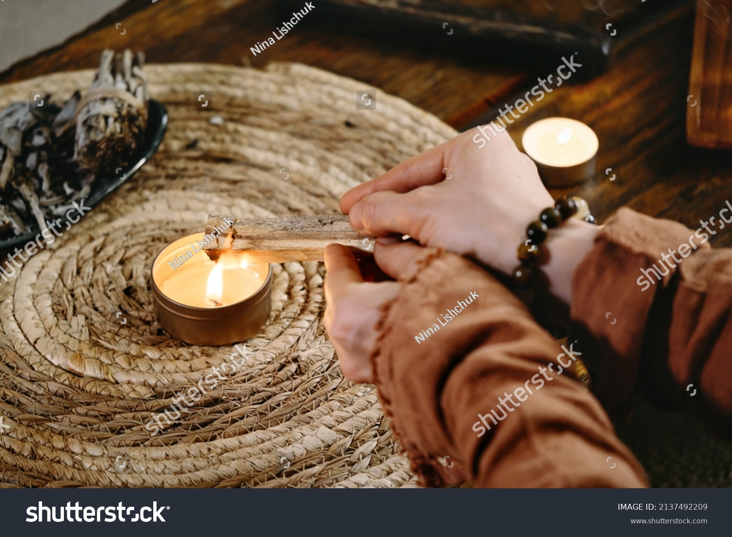 Woman Hands Burning Palo Santo Before Stock Photo Shutterstock