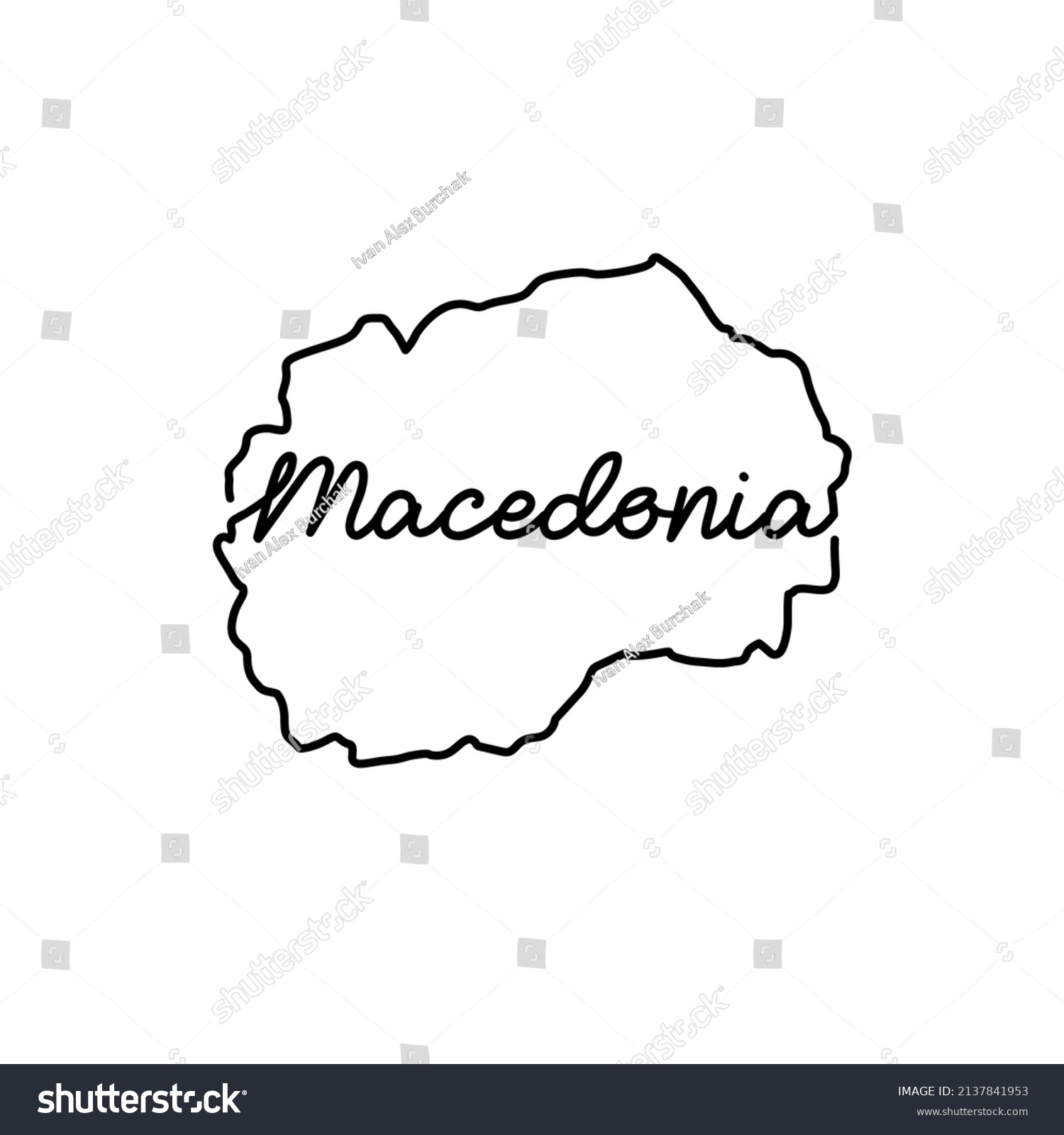 Macedonia Outline Map Handwritten Country Name Stock Vector Royalty