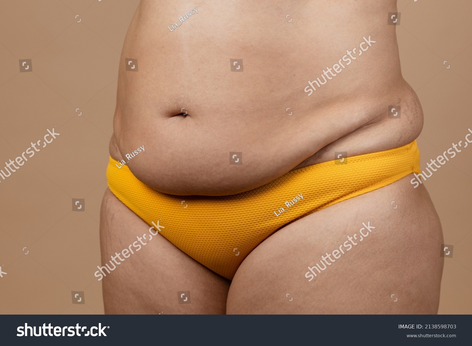 Cropped Image Overweight Woman Fat Naked Stock Photo 2138598703