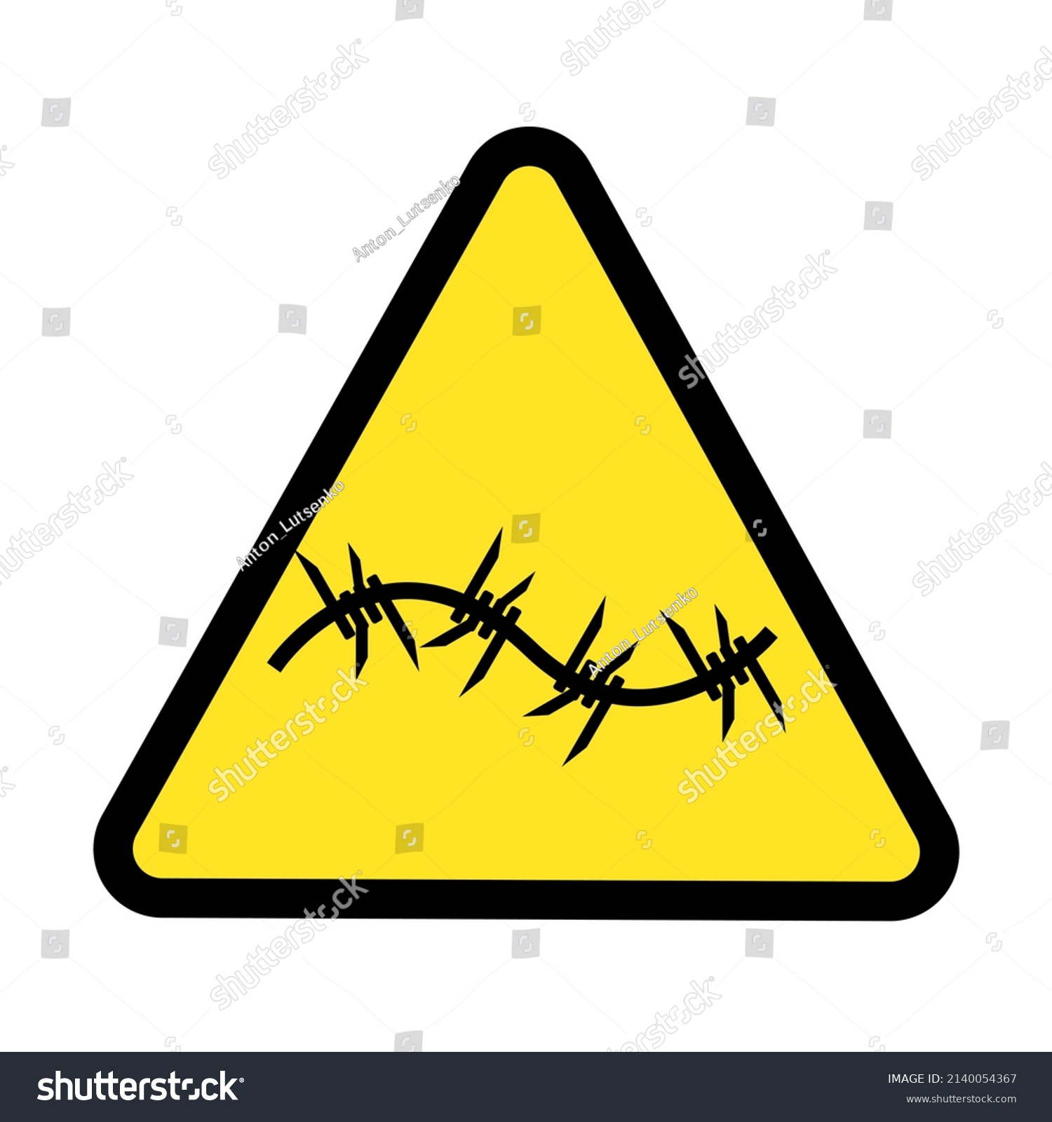 Warning Barbed Wire Symbol Sign Vector เวกเตอรสตอก ปลอดคาลขสทธ