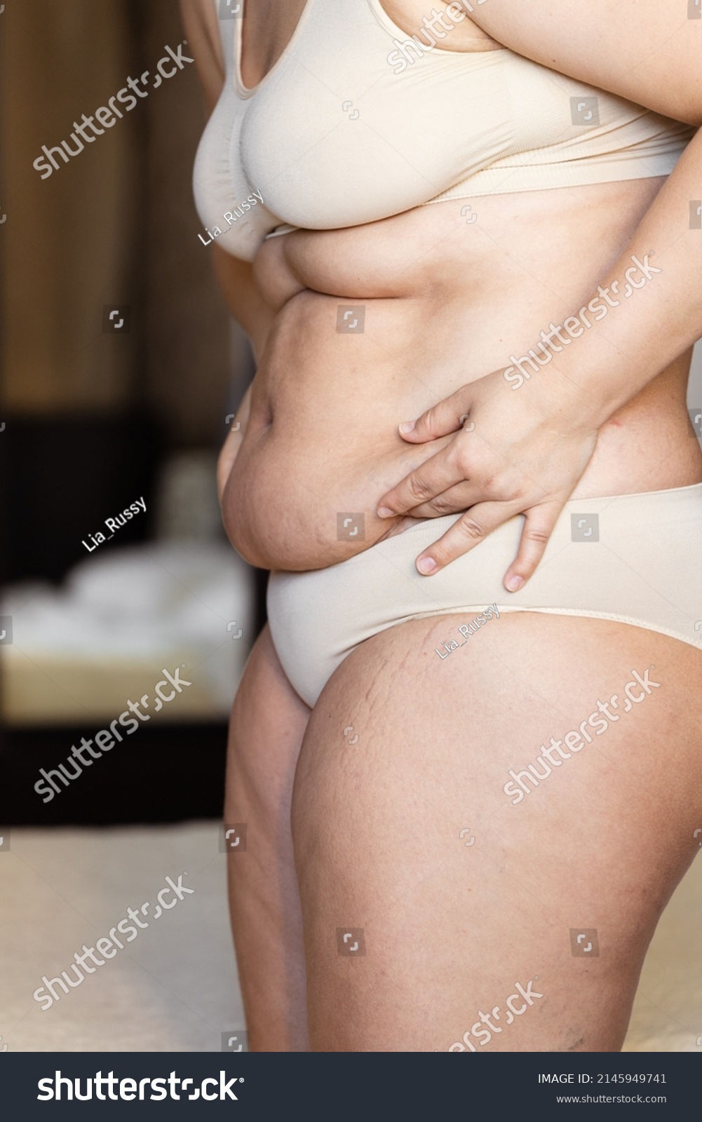 Cropped Overweight Fat Woman Holding Tummy Stock Photo Shutterstock