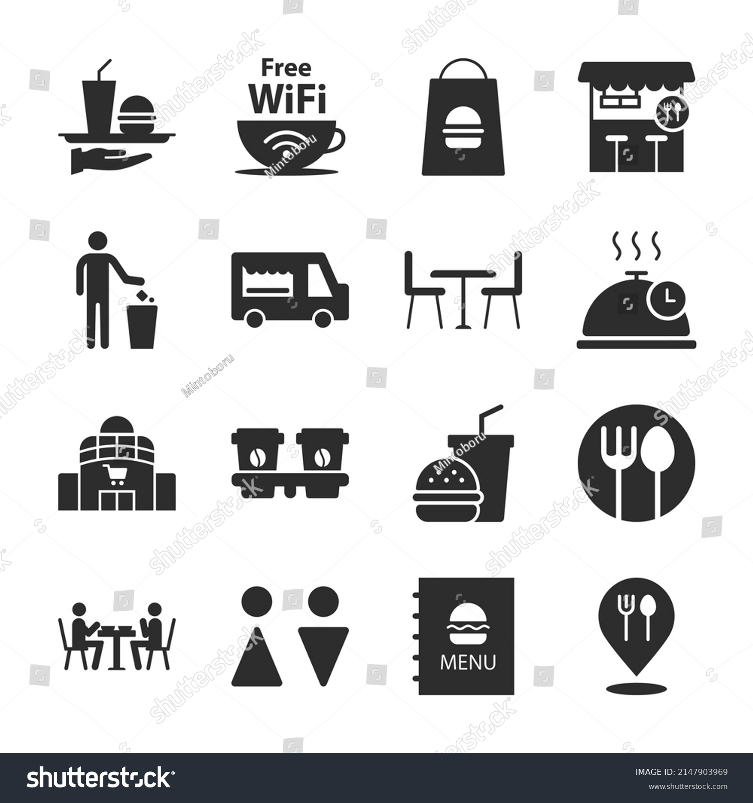 Food Court Icons Set Fast Food Stock Vector Royalty Free