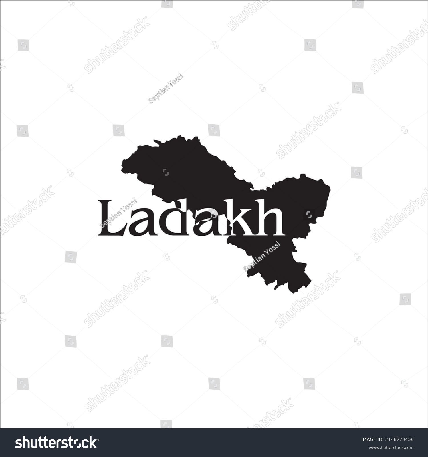 Ladakh Map Black Lettering Design On เวกเตอรสตอก ปลอดคาลขสทธ