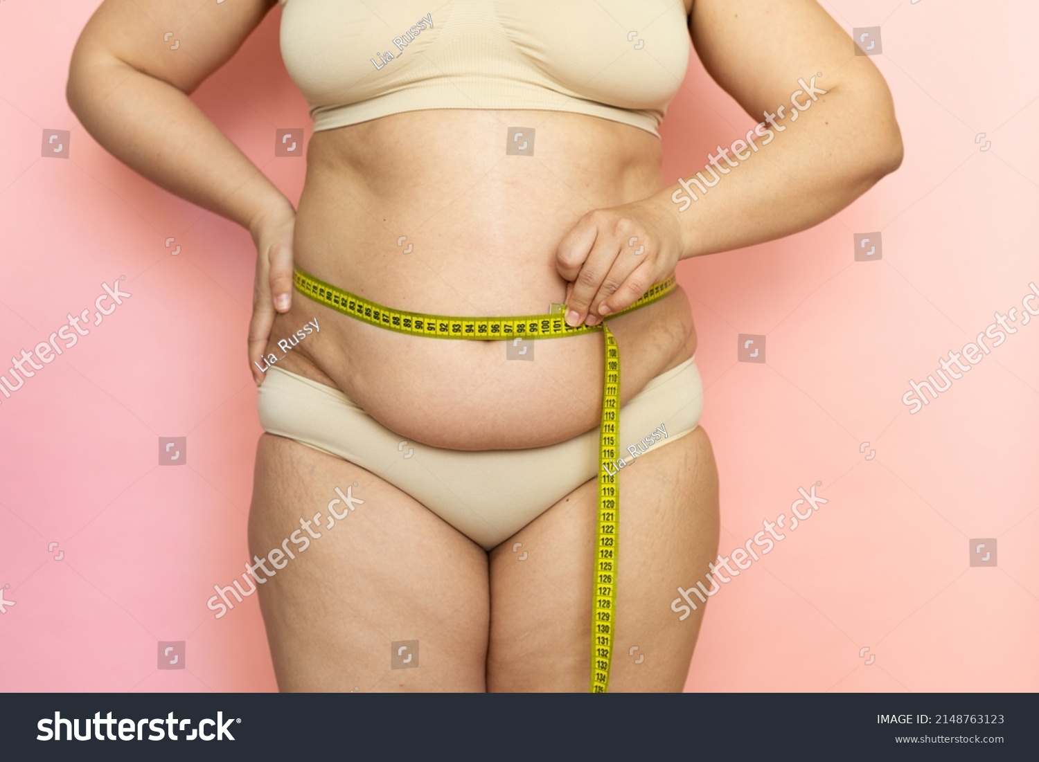 Cropped Photo Fat Woman Tummy Underwear Stock Photo Shutterstock