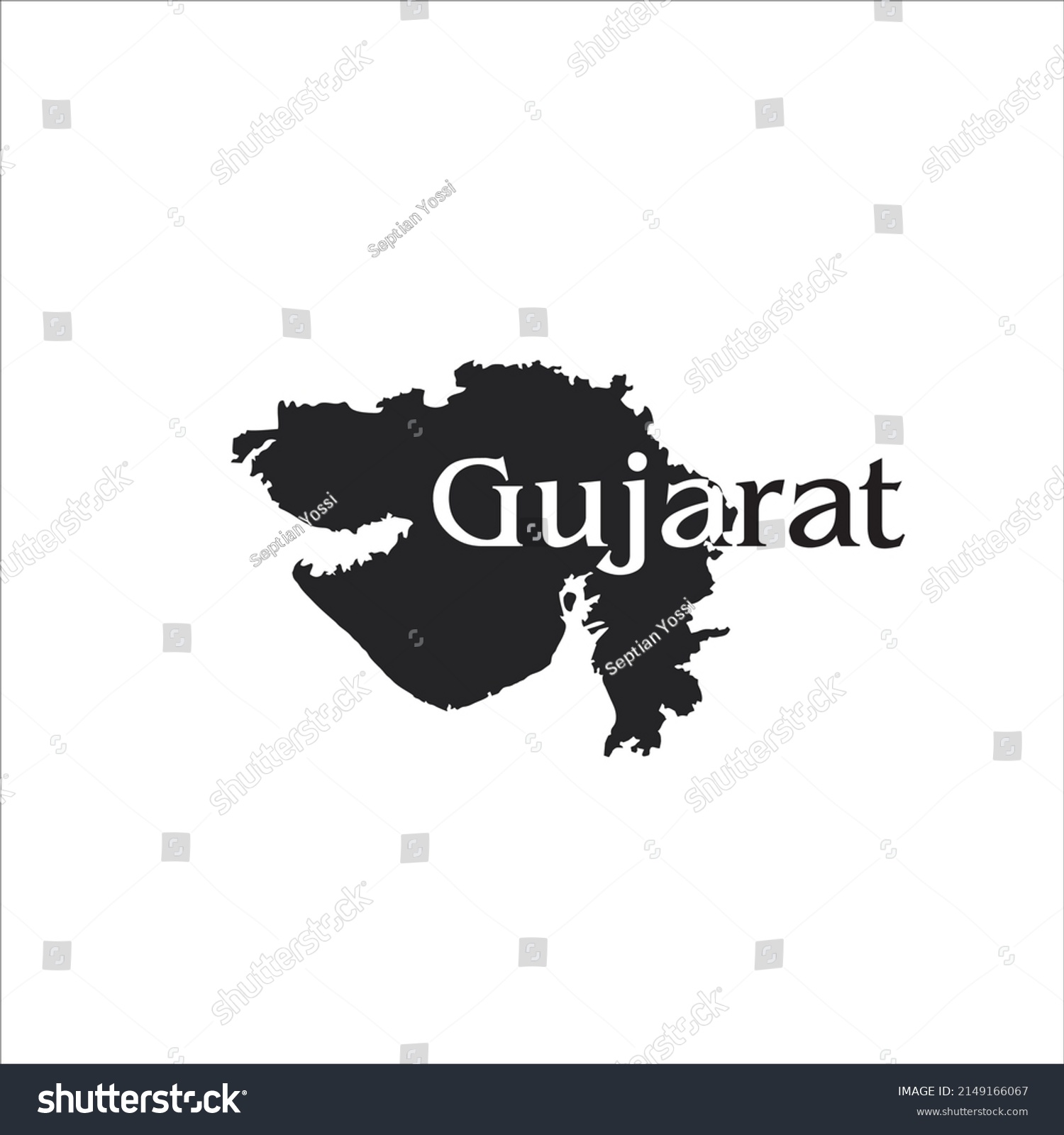 Gujarat Map Black Lettering Design On Shutterstock