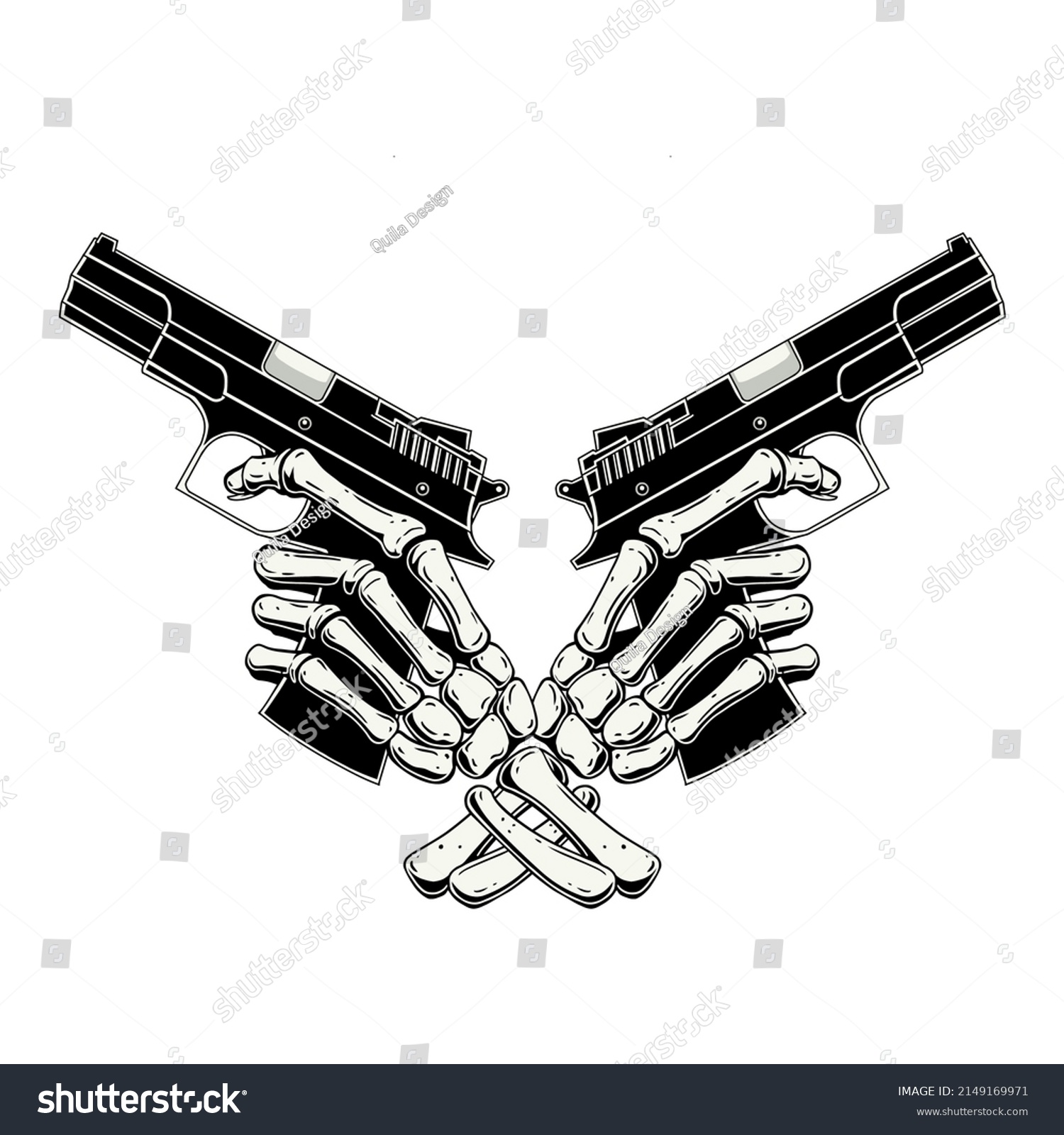 Hand Holding Gun Shoting Vector Illustration Stock Vector Royalty Free Shutterstock