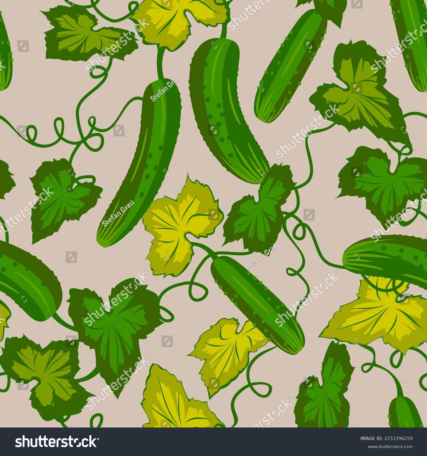 Vector Cucumbers Seamless Pattern Watercolor Illustration Stock Vector