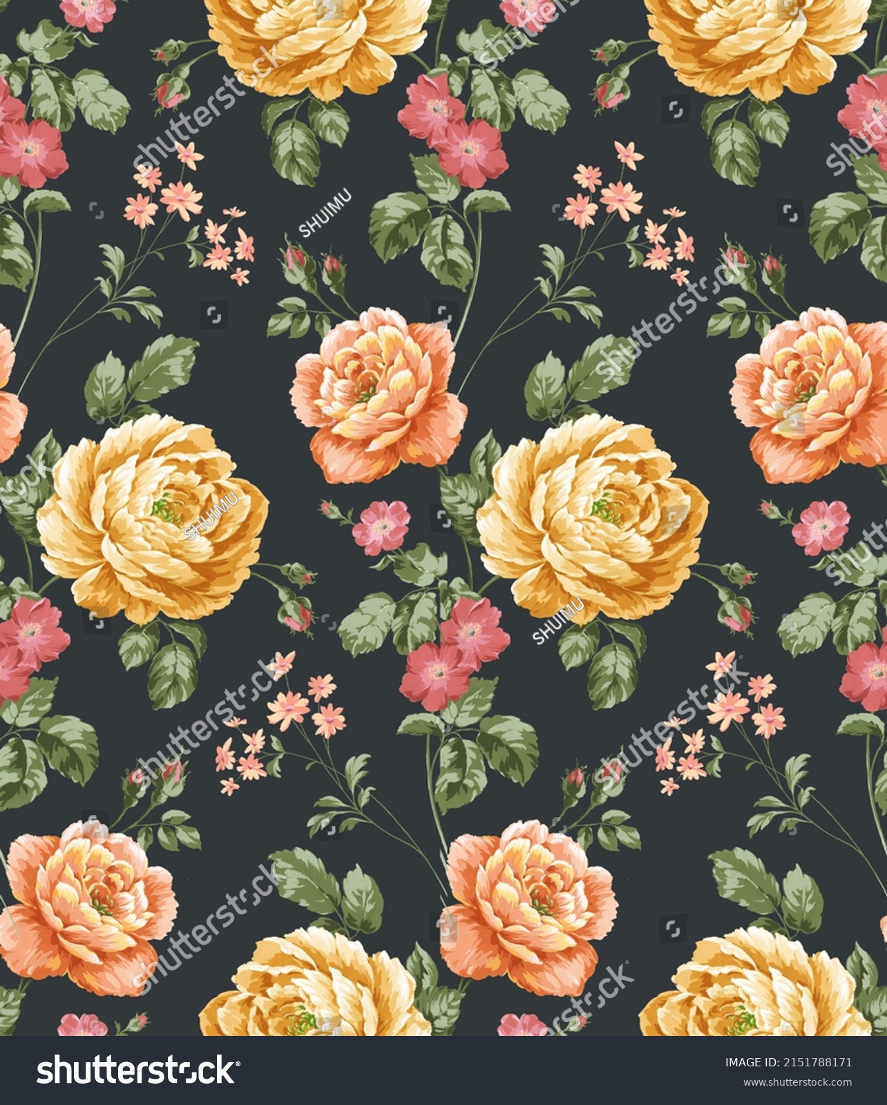 Classic Popular Flower Seamless Pattern Background Stock Illustration