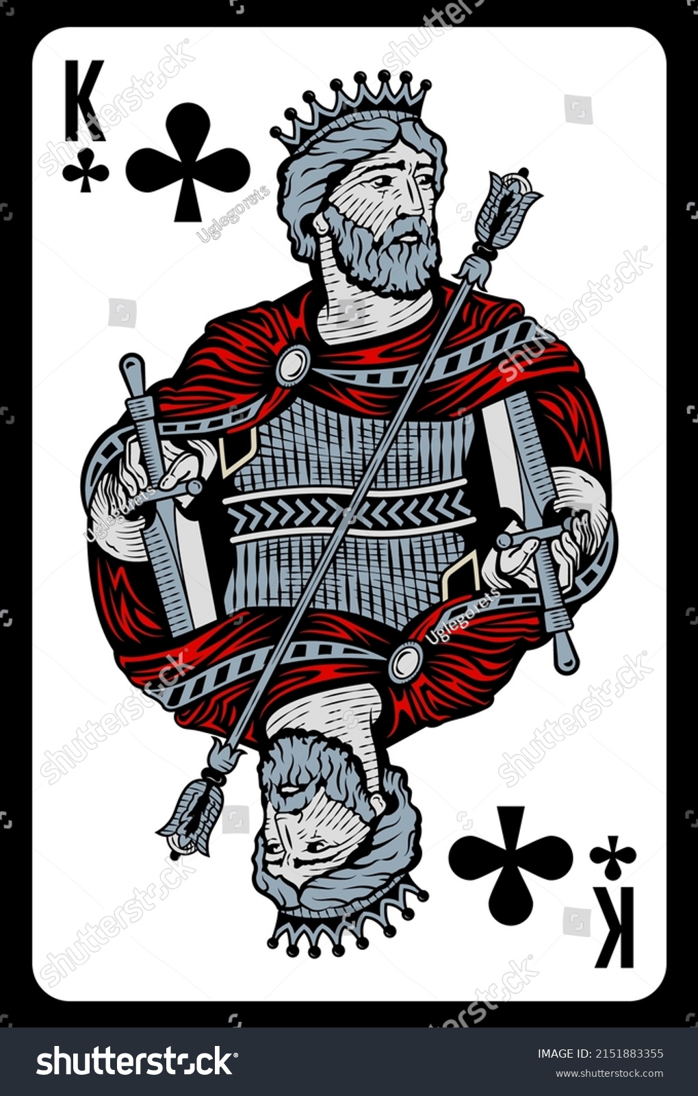 King Clubs Playing Card Greece Original Stock Vector Royalty Free