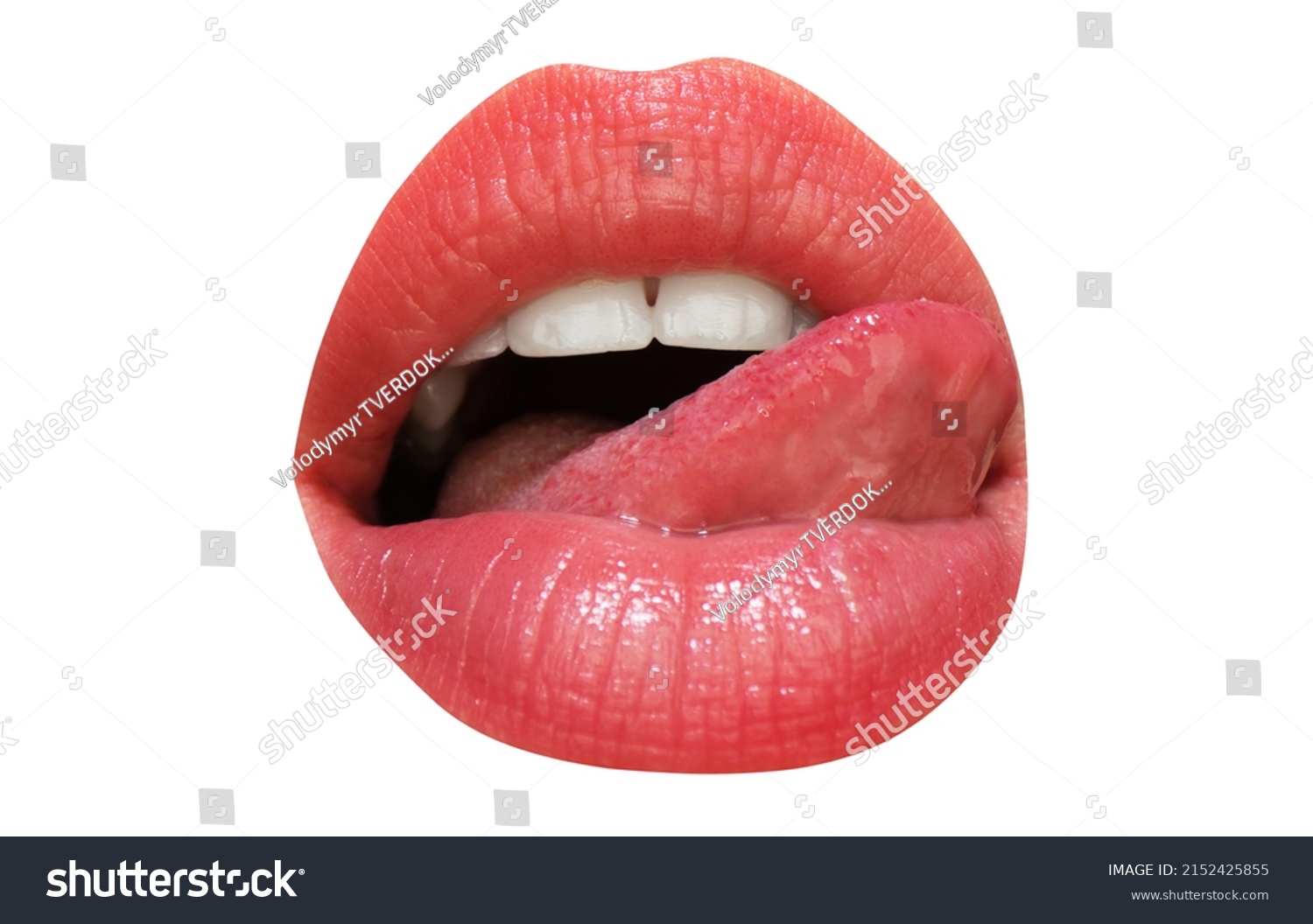 Isolated Woman Mouth White Teeth Tongue Stock Photo 2152425855