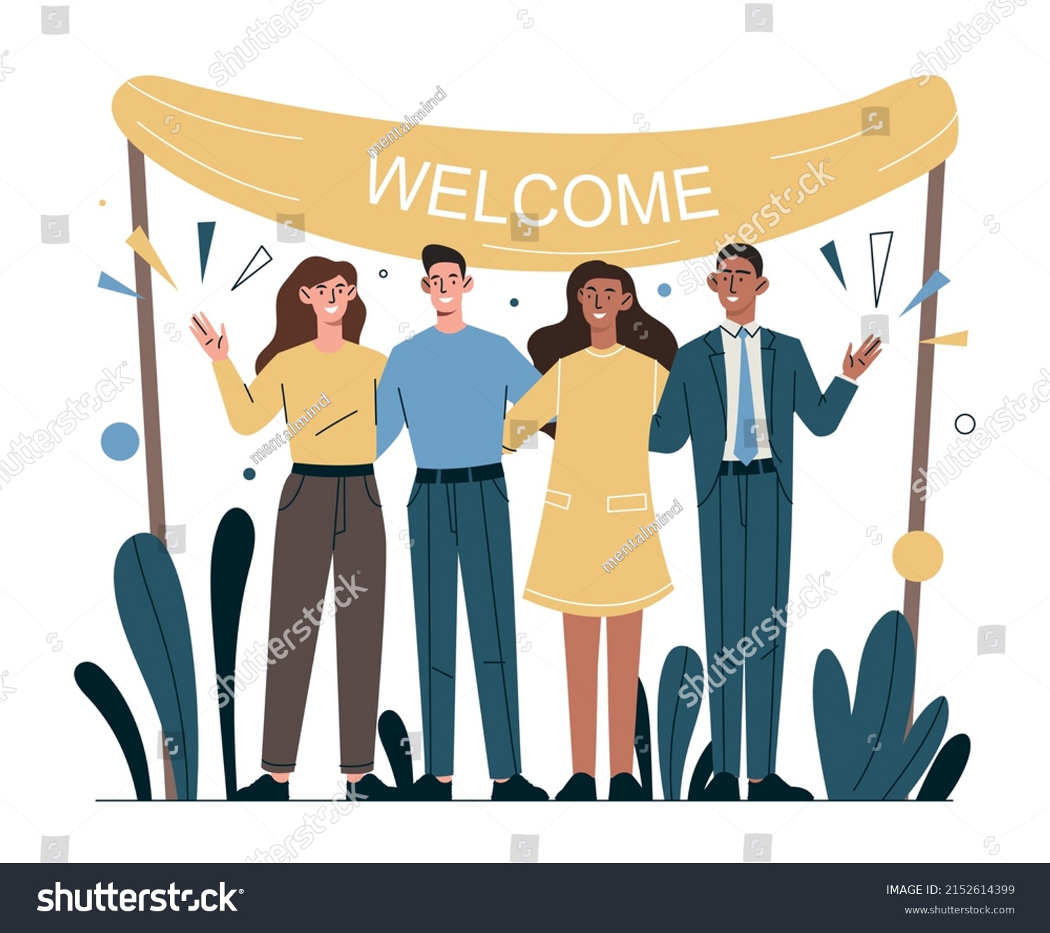 People Hugging Each Other Characters Welcome Stock Vector Royalty Free