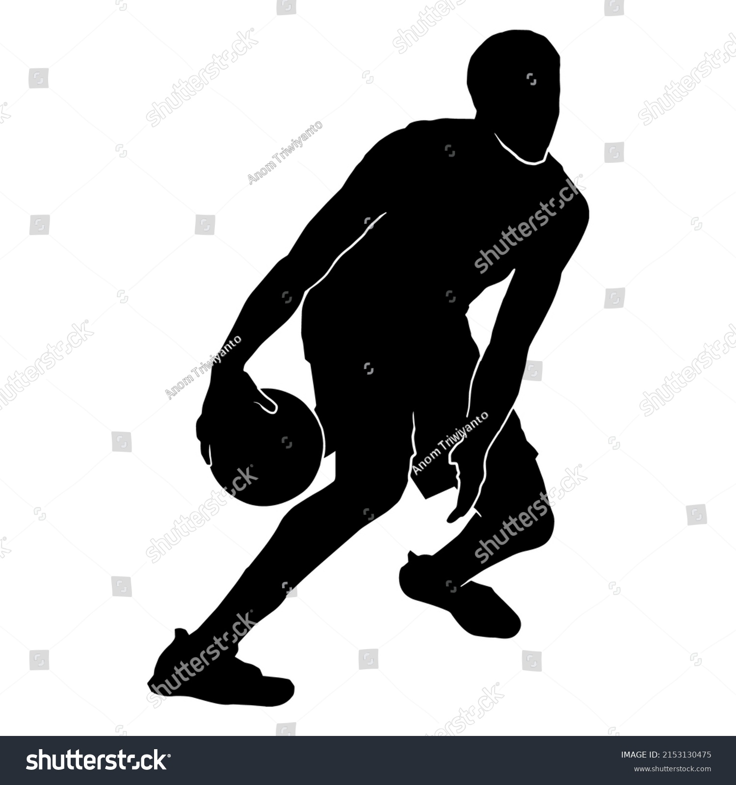 Male Basketball Player Silhouette Isolated On Stock Vector Royalty