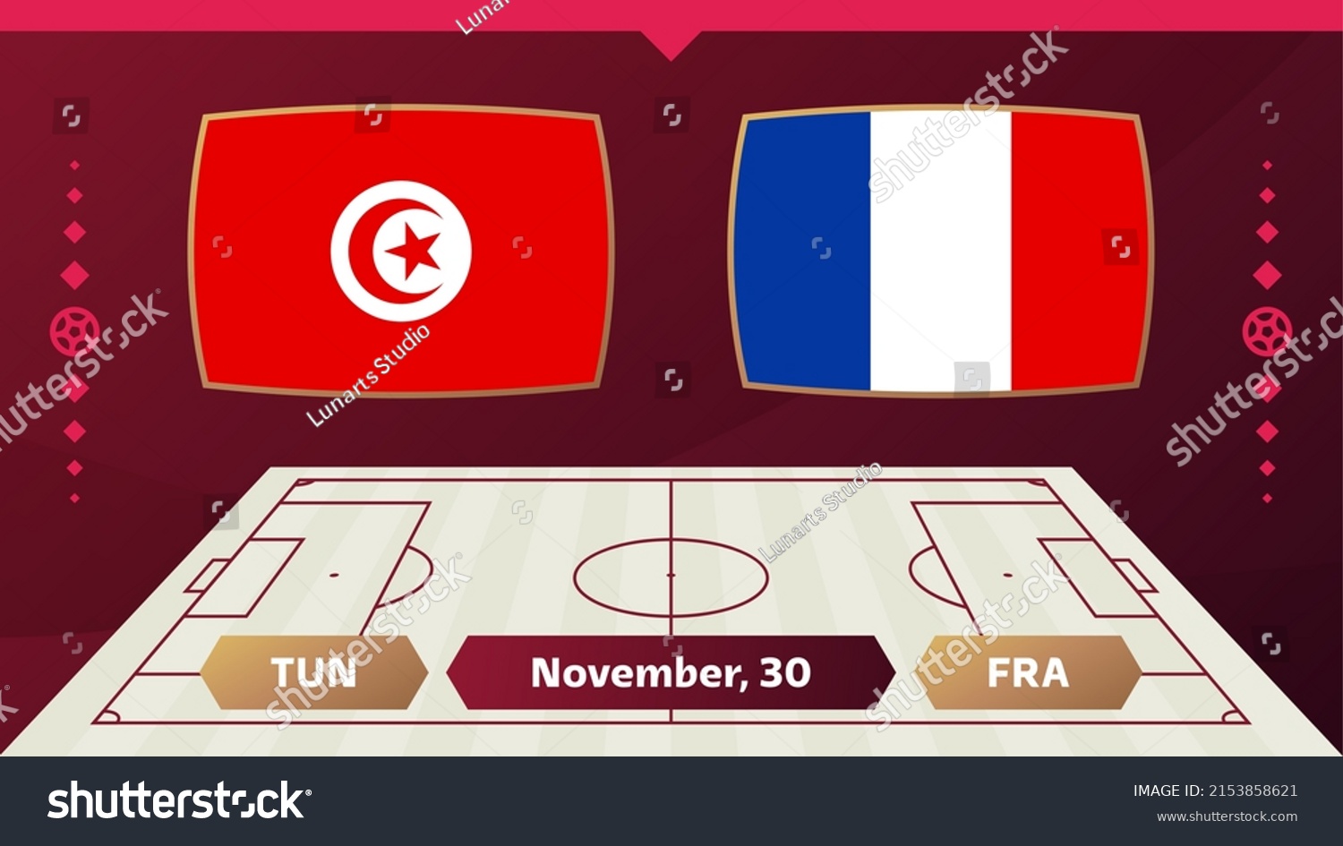 Tunisia Vs France World Football Stock Vector Royalty Free