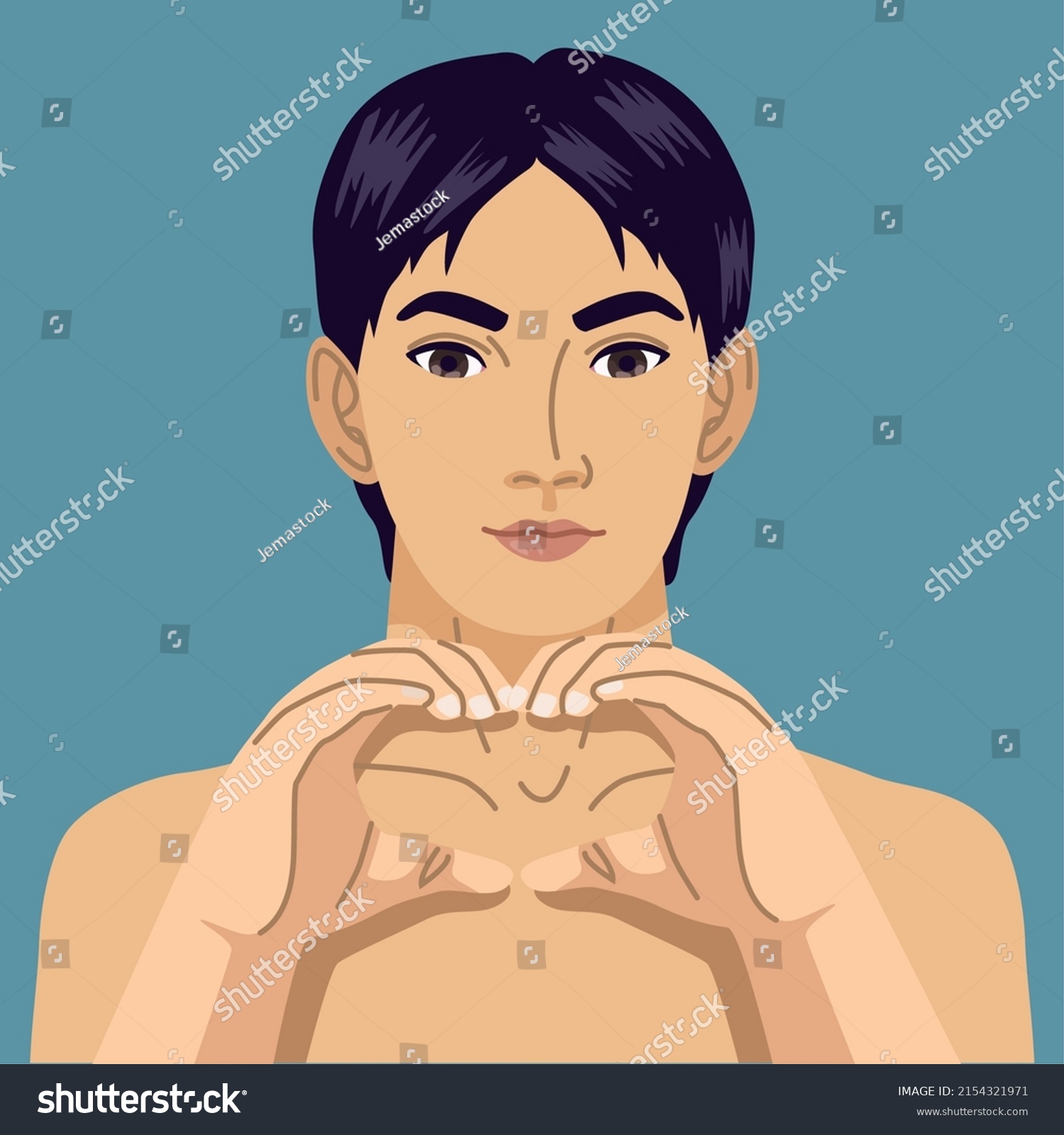 Naked Man Forming Heart Character Stock Vector Royalty Free