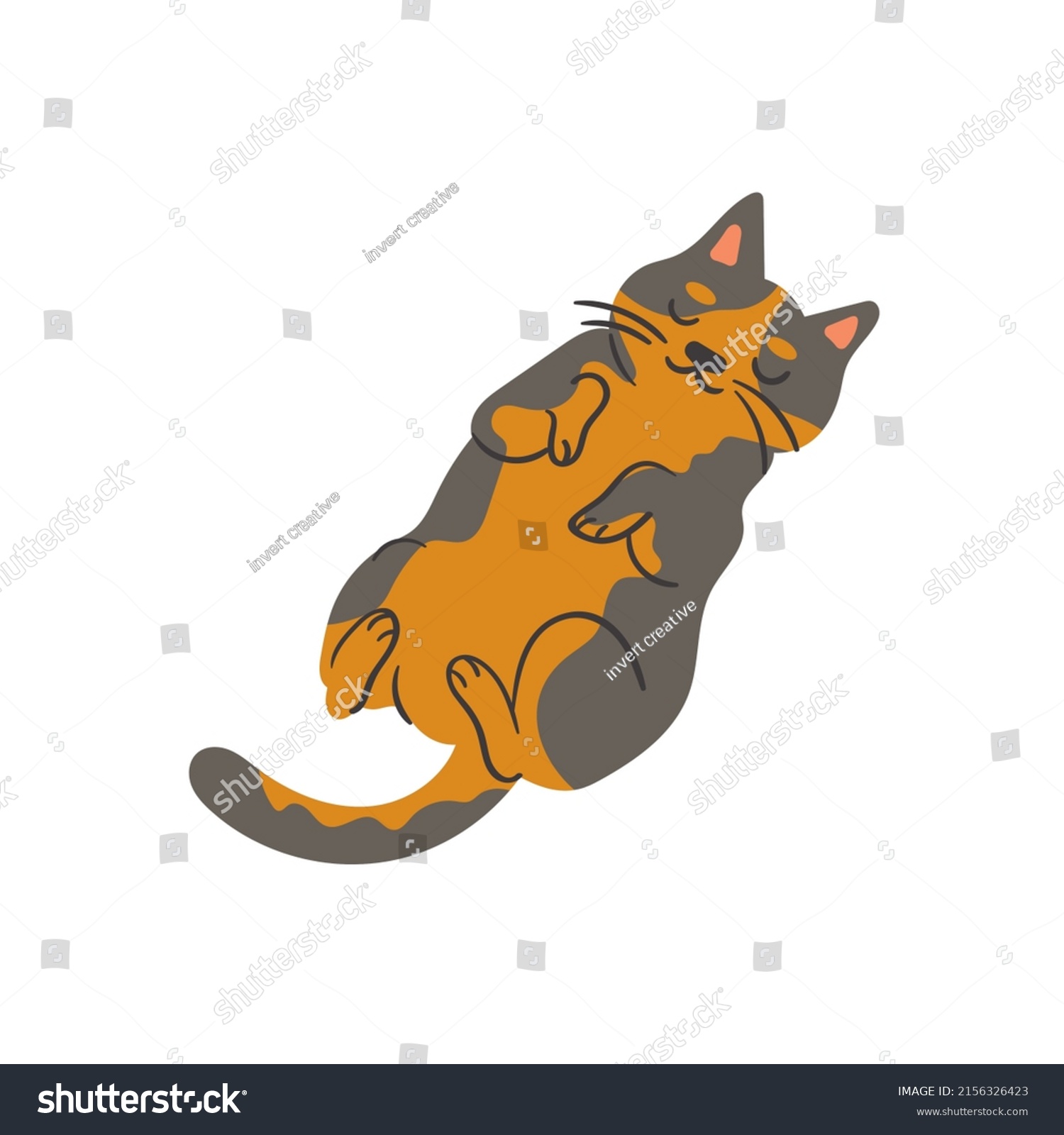 Cute Cat Playing Illustration Character Design Stock Illustration