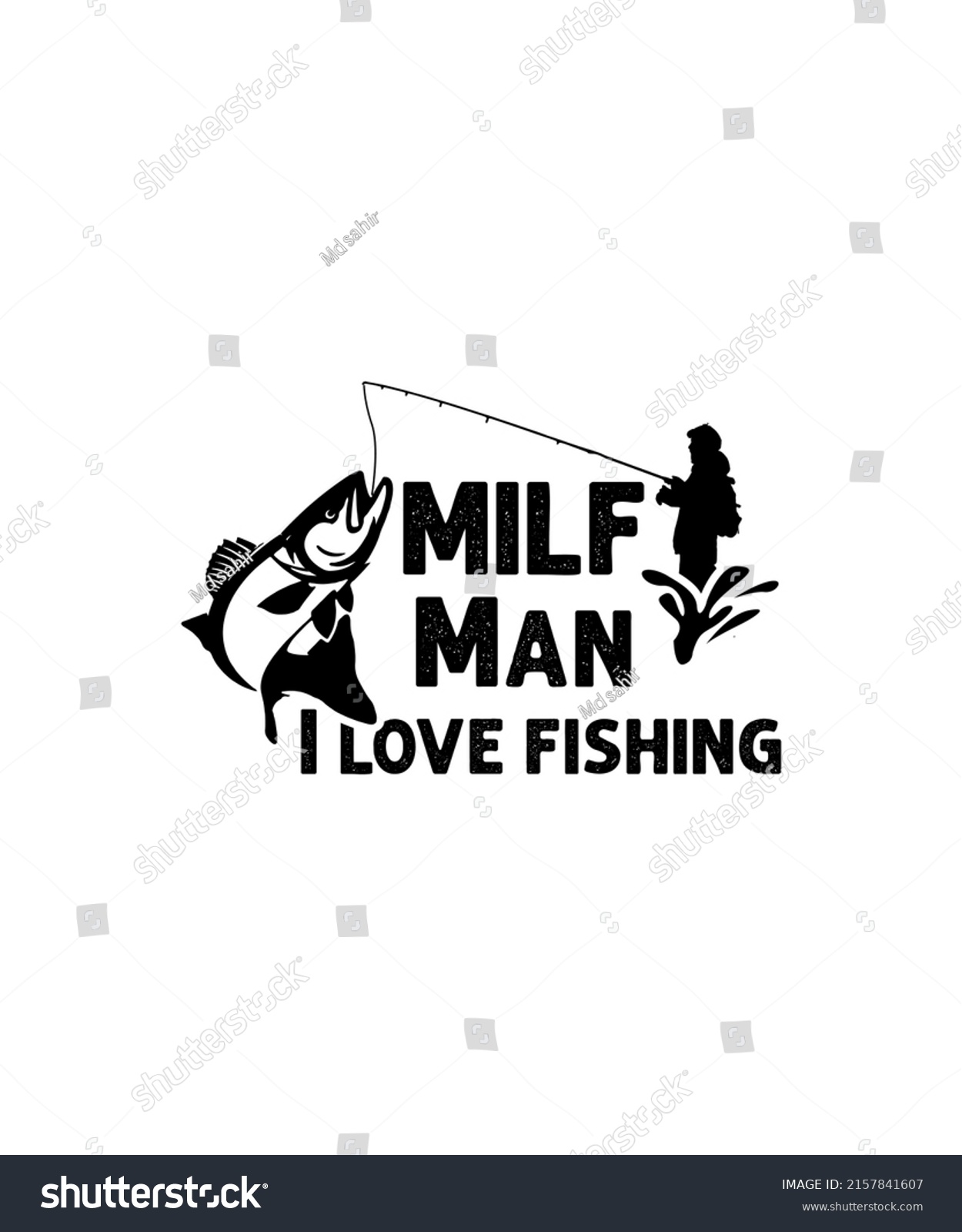 Milf Man Love Fishing Tshirt Design Stock Vector Royalty Free