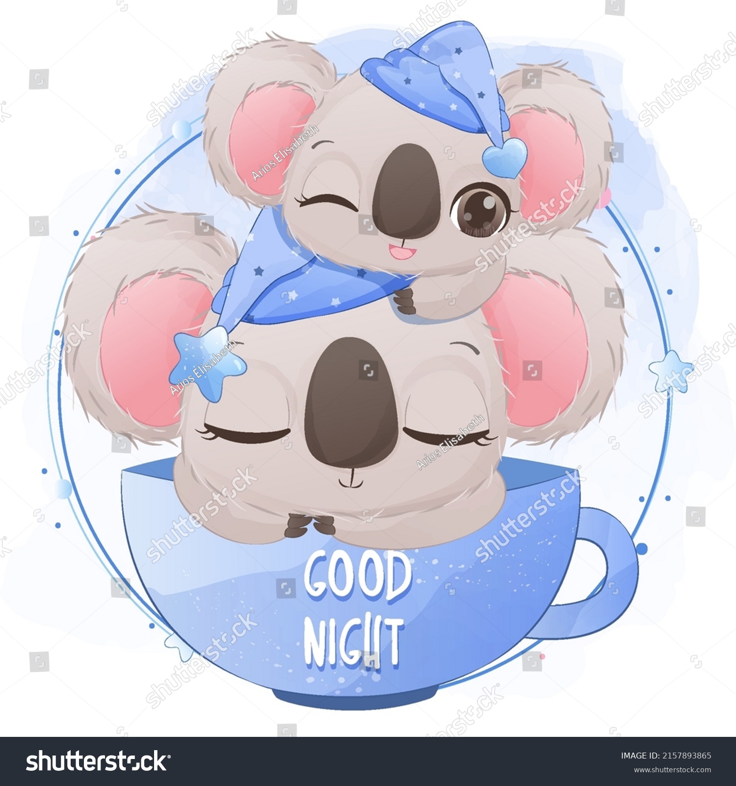 Cute Sleeping Koala Illustration Baby Boy Stock Vector Royalty Free