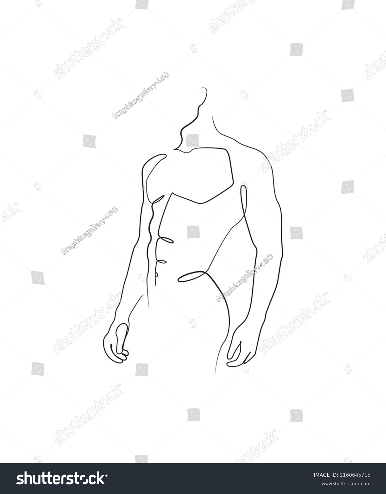 Man Body Line Drawing Illustration Stock Vector Royalty Free