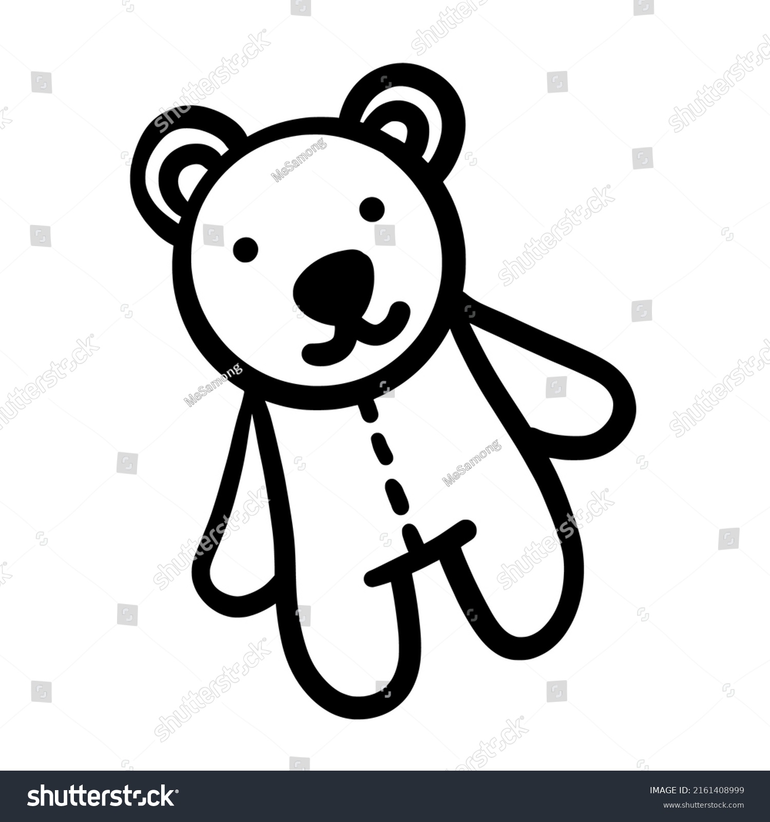 Cute Teddy Bear Hand Drawing Doodle Stock Vector Royalty Free