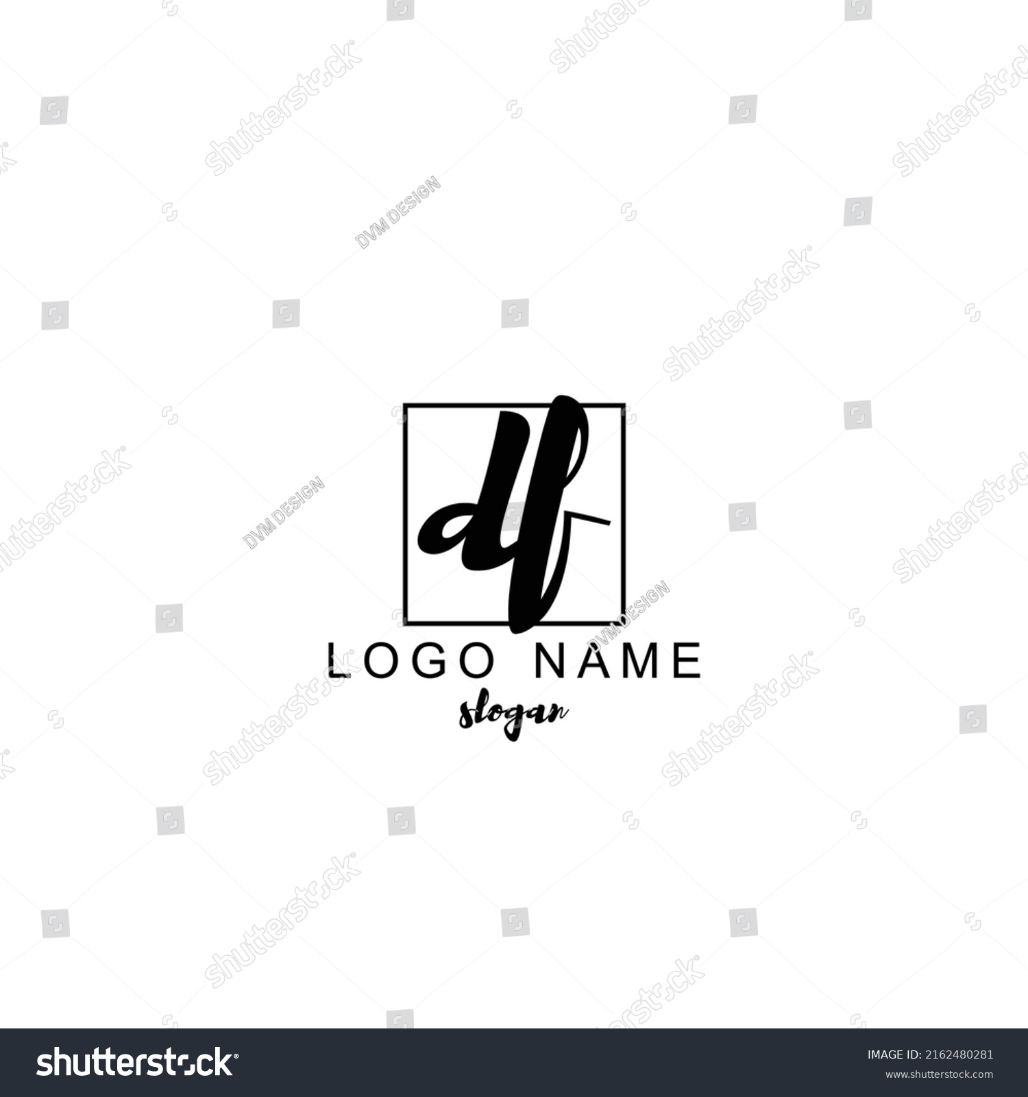 Df Initial Handwriting Logo Design Template Stock Vector Royalty Free